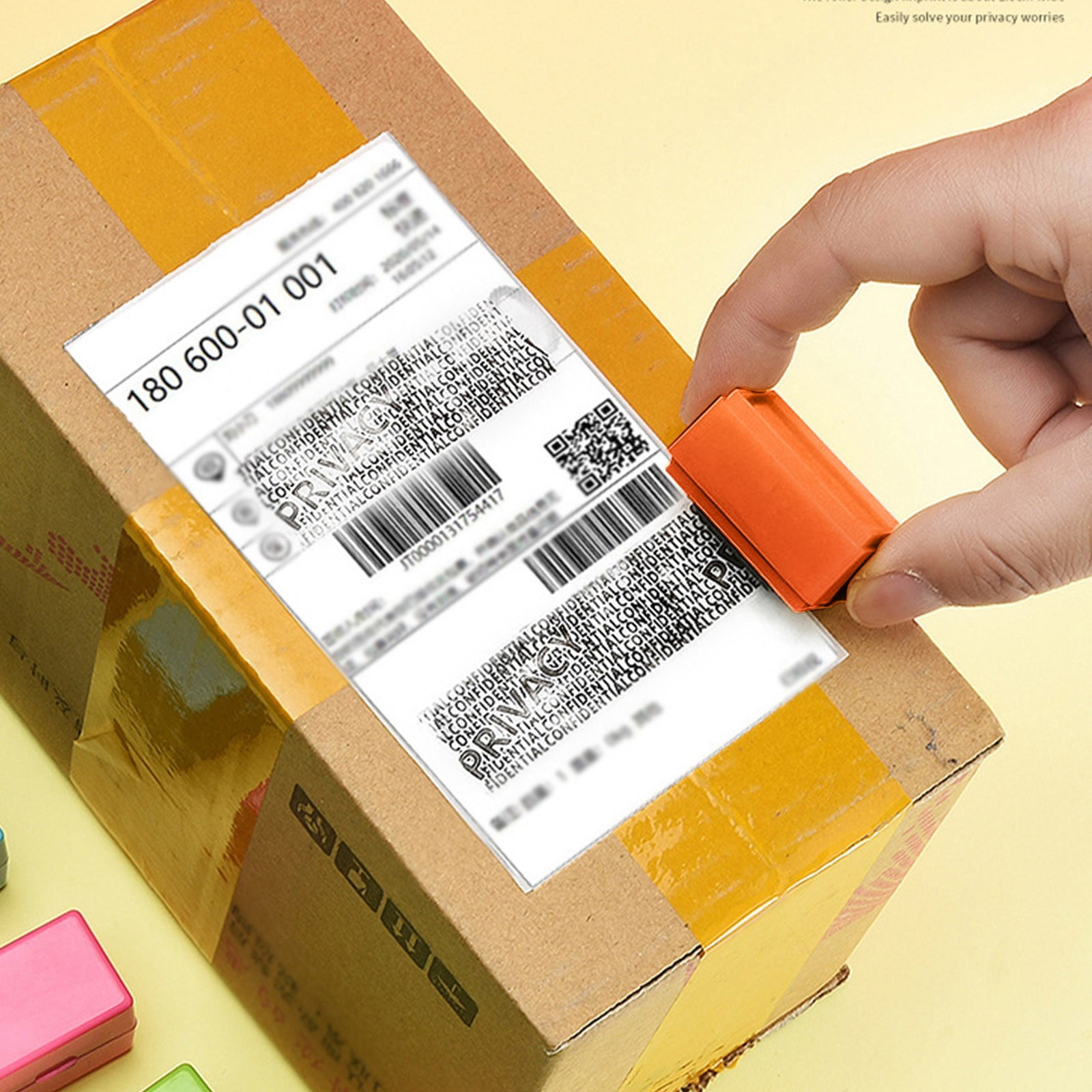 JWDX Office and Craft and Stationery Clearance! Confidential Seal Express Single Personal Information Privacy Random Code Alteration Roller Photosensitive Seal Applicator 2Ml Orange - Image 2