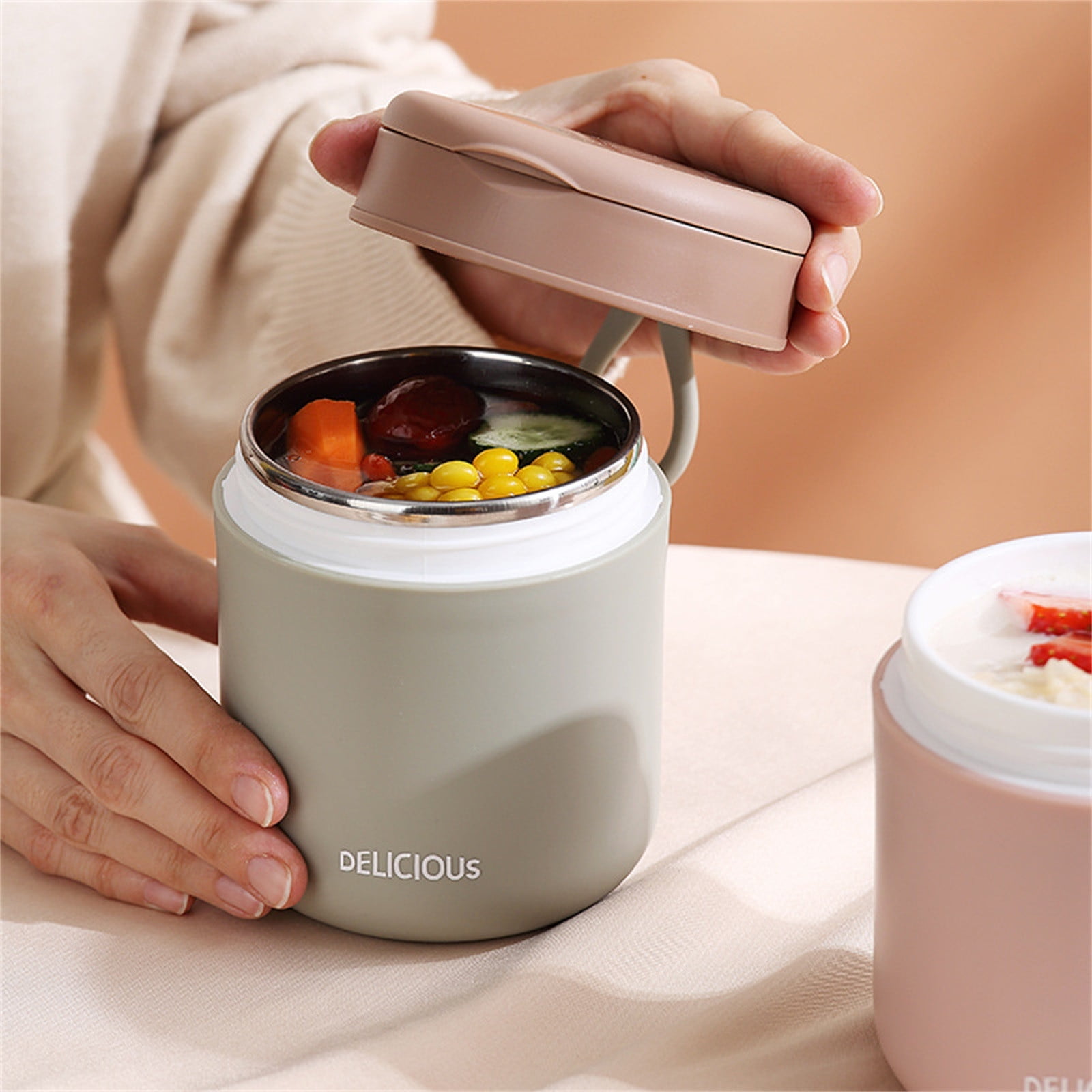 Clearance Back to School Supplies! JWDX 304 Stainless Steel Thermos Cup Children'S Milk Cup Pastoral Style Soup Pot Green A (Include: 1*Thermos Cup) Clearance Sale Green - Image 4