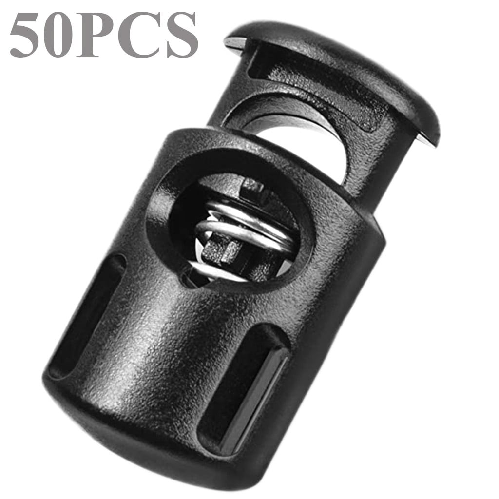 Clearance Back to School Supplies,Classroom Supplies! JWDX 50Pcs Spring Buckle No.8002, Stopper Shape Sliding Lanyard Luggage Cord Clip Rope Round Locks End 50Pcs Artscrafts and Sewing Black - Image 2
