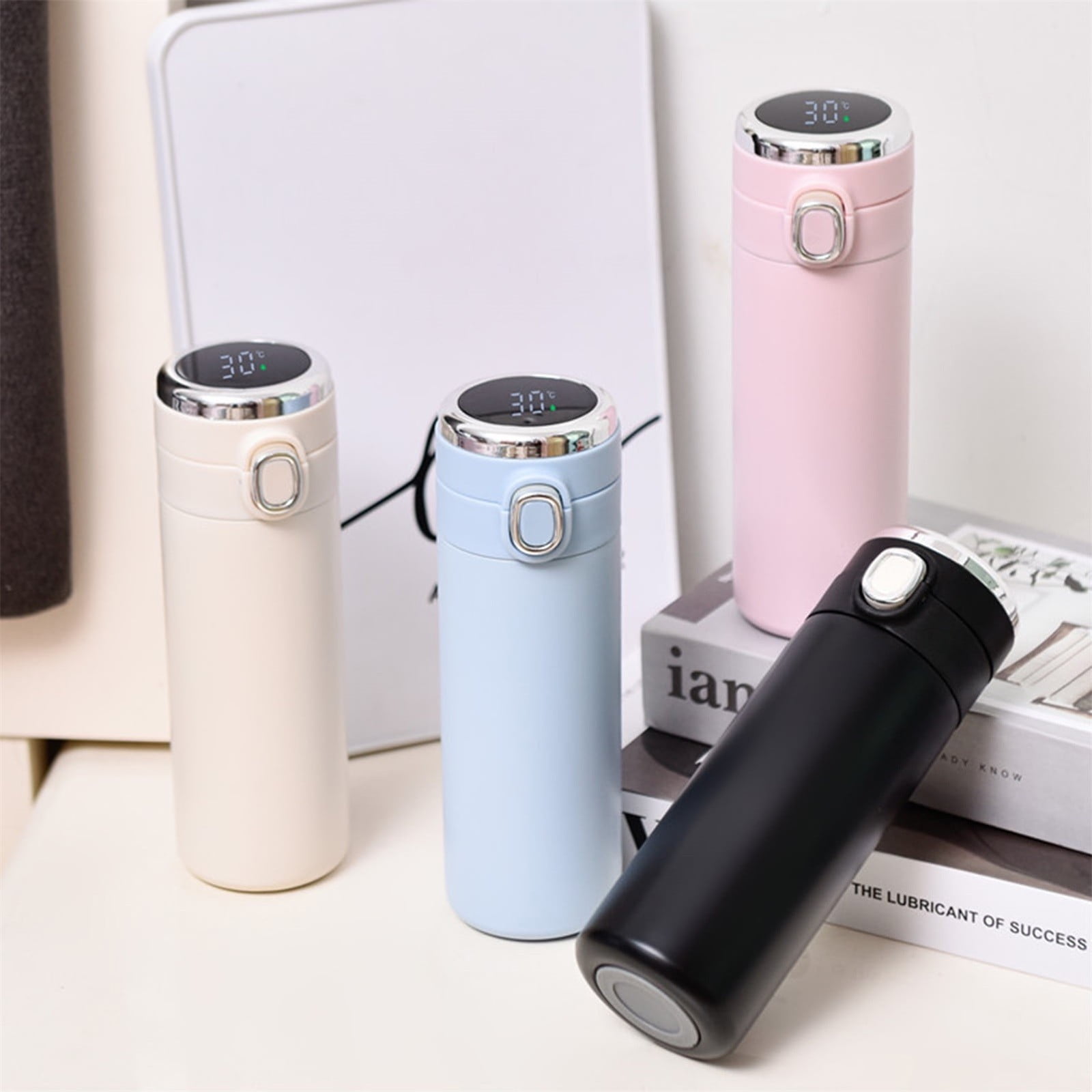 JWDX Glass and Bottle Clearance! Stainless Steel Flask Vacuum Insulated Cup Drinking Bottle 350/420 Ml Led Screen Temperature Display Flask Water Bottle Perfect for Home Travel, Include Cup*1 Blue - Image 5