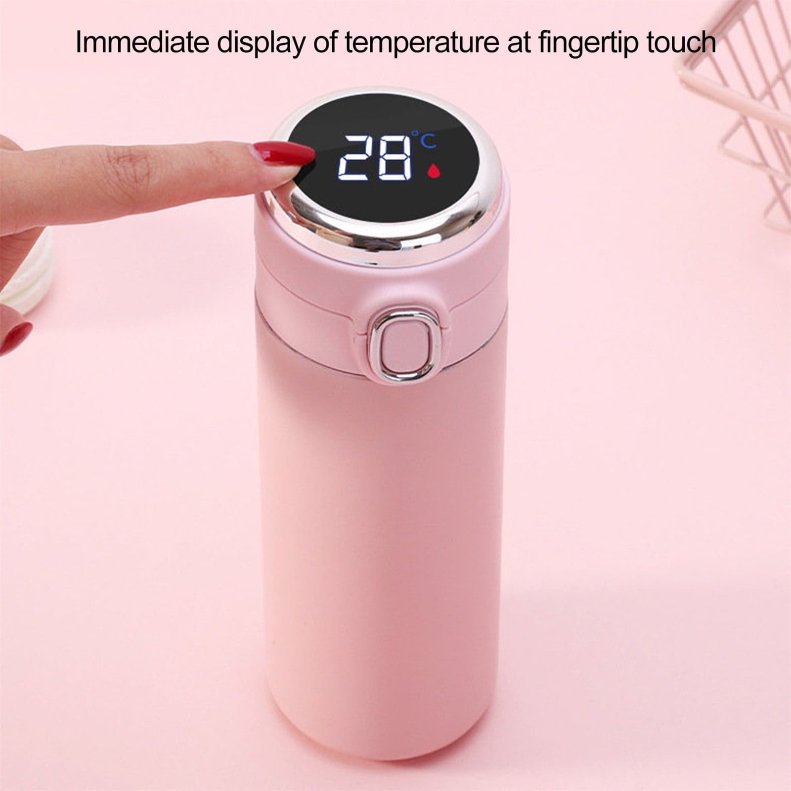 JWDX Glass and Bottle Clearance! Stainless Steel Flask Vacuum Insulated Cup Drinking Bottle 350/420 Ml Led Screen Temperature Display Flask Water Bottle Perfect for Home Travel, Include Cup*1 Blue - Image 6