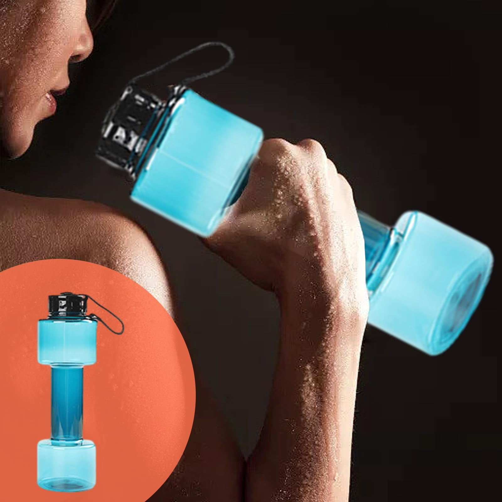 JWDX Portable Kettle Clearance, Water Bottle Multifunctional Water Bottle Dumbbell Shaped Drinking Bottles Leakproof Bottle Drinking Bottle for Gym School Cycling Outdoor Sports and Capacity Blue - Image 2