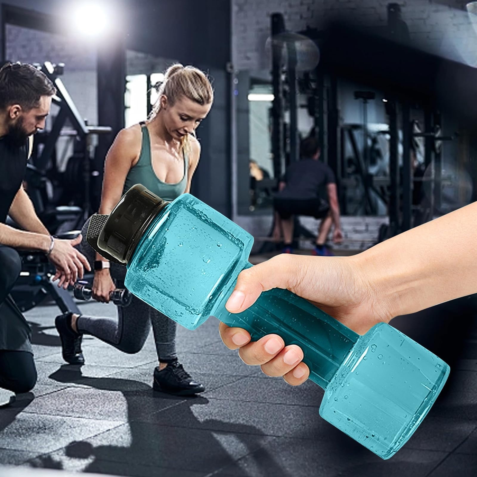 JWDX Portable Kettle Clearance, Water Bottle Multifunctional Water Bottle Dumbbell Shaped Drinking Bottles Leakproof Bottle Drinking Bottle for Gym School Cycling Outdoor Sports and Capacity Blue - Image 4