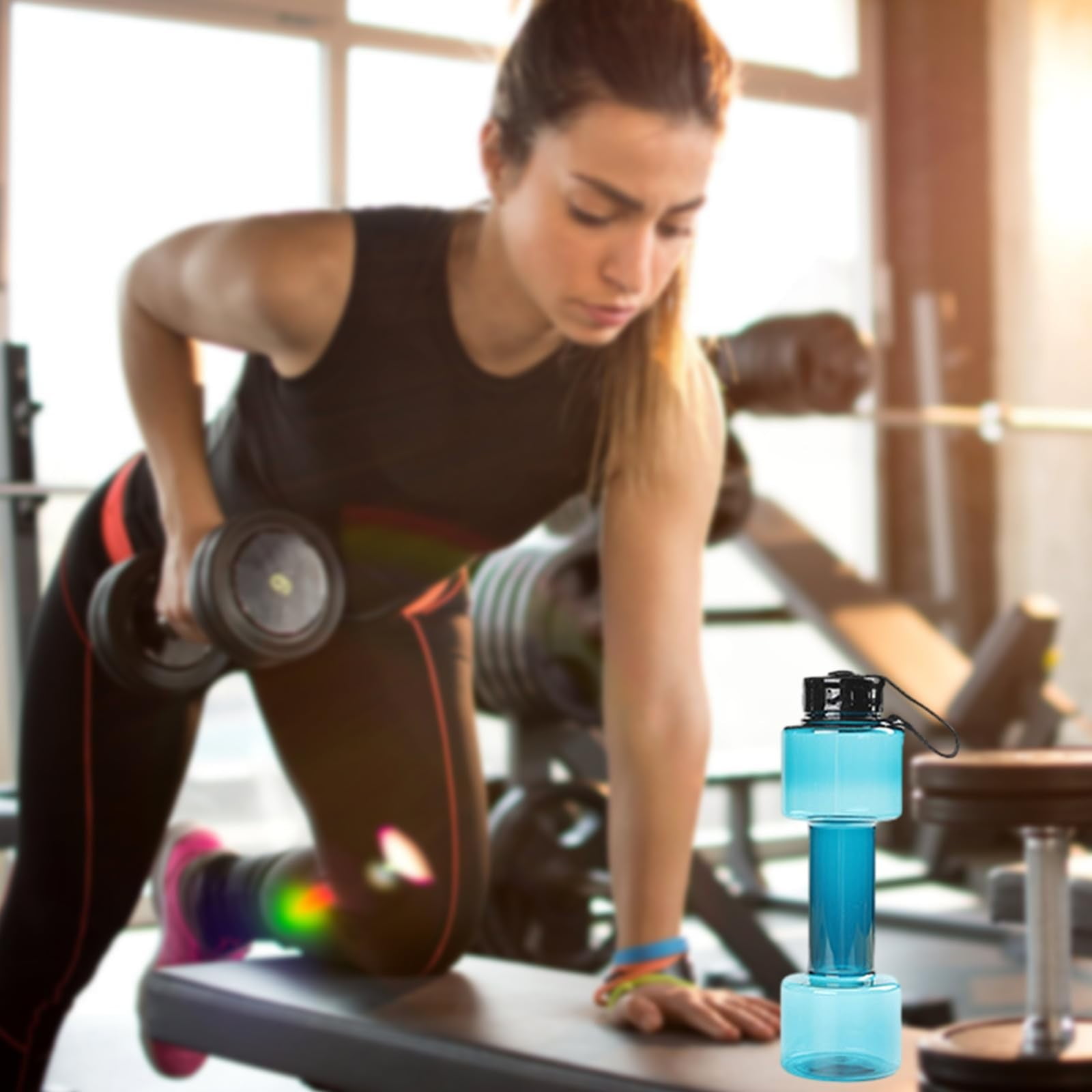 JWDX Portable Kettle Clearance, Water Bottle Multifunctional Water Bottle Dumbbell Shaped Drinking Bottles Leakproof Bottle Drinking Bottle for Gym School Cycling Outdoor Sports and Capacity Blue - Image 6