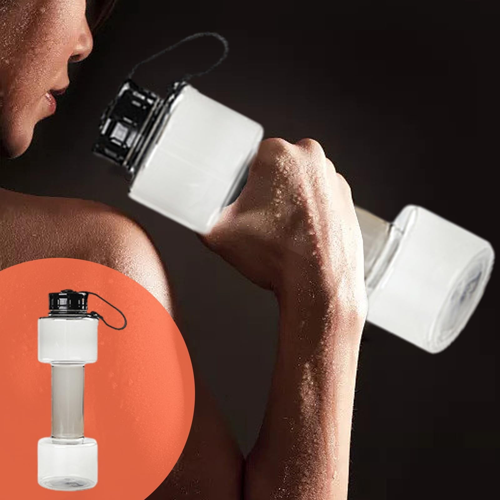JWDX Portable Kettle Clearance, Water Bottle Multifunctional Water Bottle Dumbbell Shaped Drinking Bottles Leakproof Bottle Drinking Bottle for Gym School Cycling Outdoor Sports and Capacity Grey - Image 2