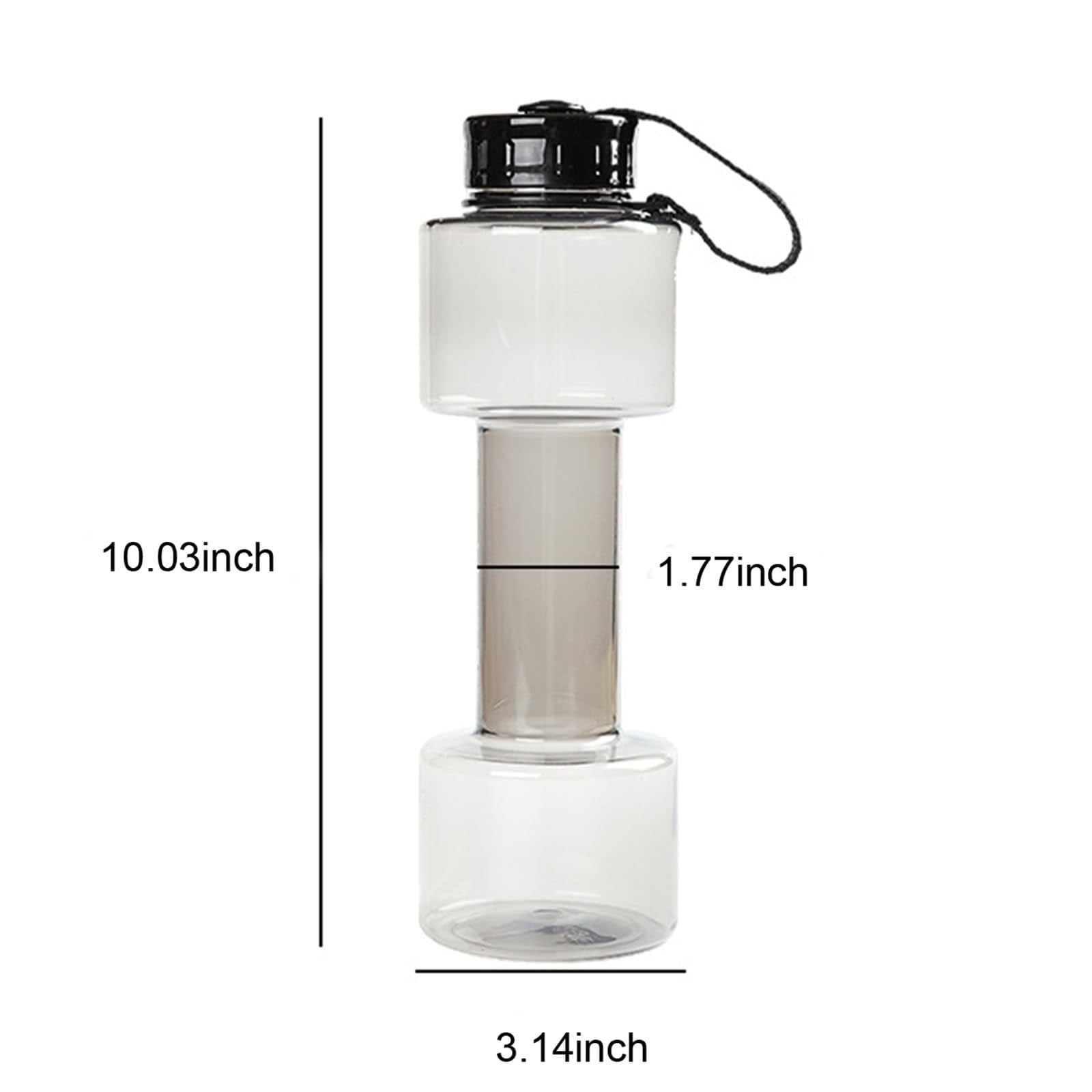 JWDX Portable Kettle Clearance, Water Bottle Multifunctional Water Bottle Dumbbell Shaped Drinking Bottles Leakproof Bottle Drinking Bottle for Gym School Cycling Outdoor Sports and Capacity Grey - Image 3