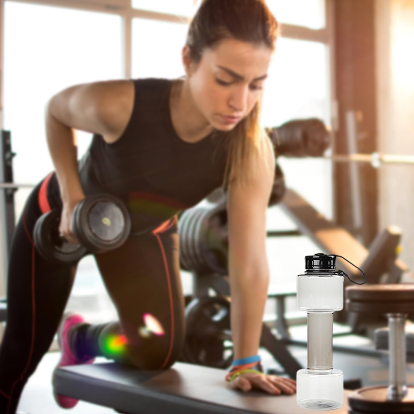 JWDX Portable Kettle Clearance, Water Bottle Multifunctional Water Bottle Dumbbell Shaped Drinking Bottles Leakproof Bottle Drinking Bottle for Gym School Cycling Outdoor Sports and Capacity Grey - Image 5
