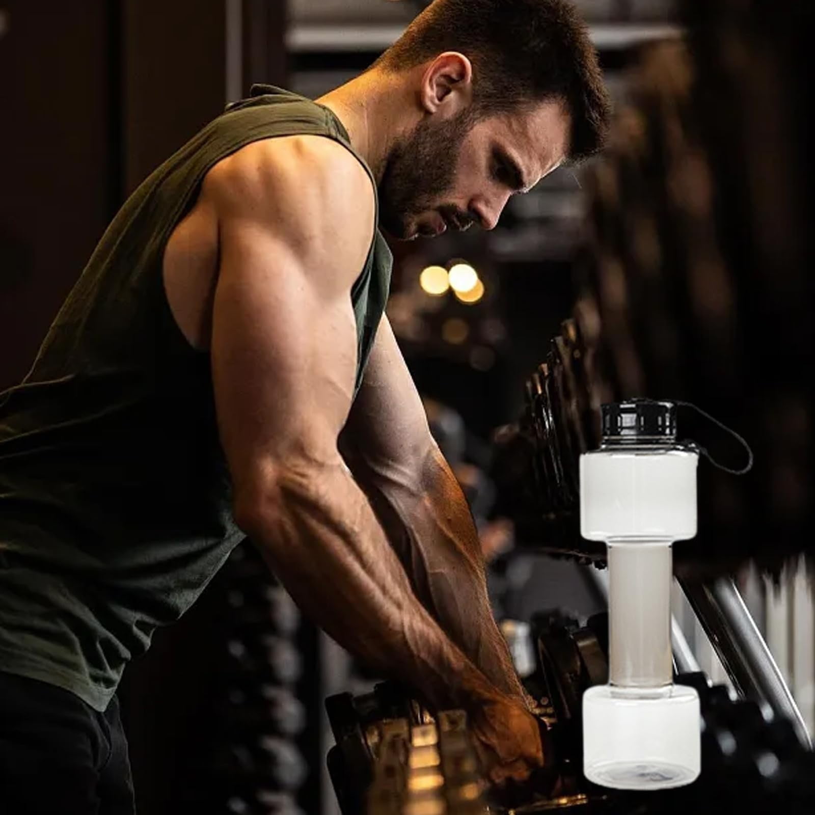 JWDX Portable Kettle Clearance, Water Bottle Multifunctional Water Bottle Dumbbell Shaped Drinking Bottles Leakproof Bottle Drinking Bottle for Gym School Cycling Outdoor Sports and Capacity Grey - Image 6