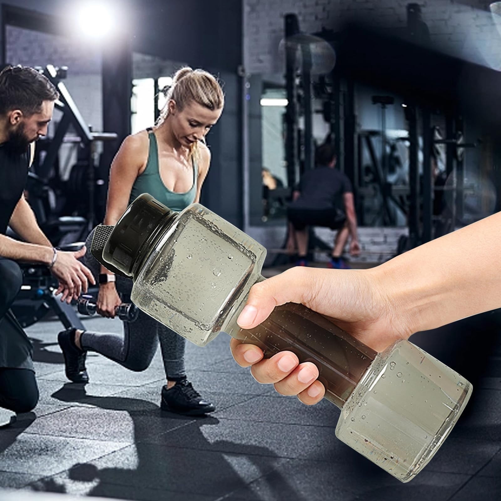 JWDX Portable Kettle Clearance, Water Bottle Multifunctional Water Bottle Dumbbell Shaped Drinking Bottles Leakproof Bottle Drinking Bottle for Gym School Cycling Outdoor Sports and Capacity Grey - Image 8