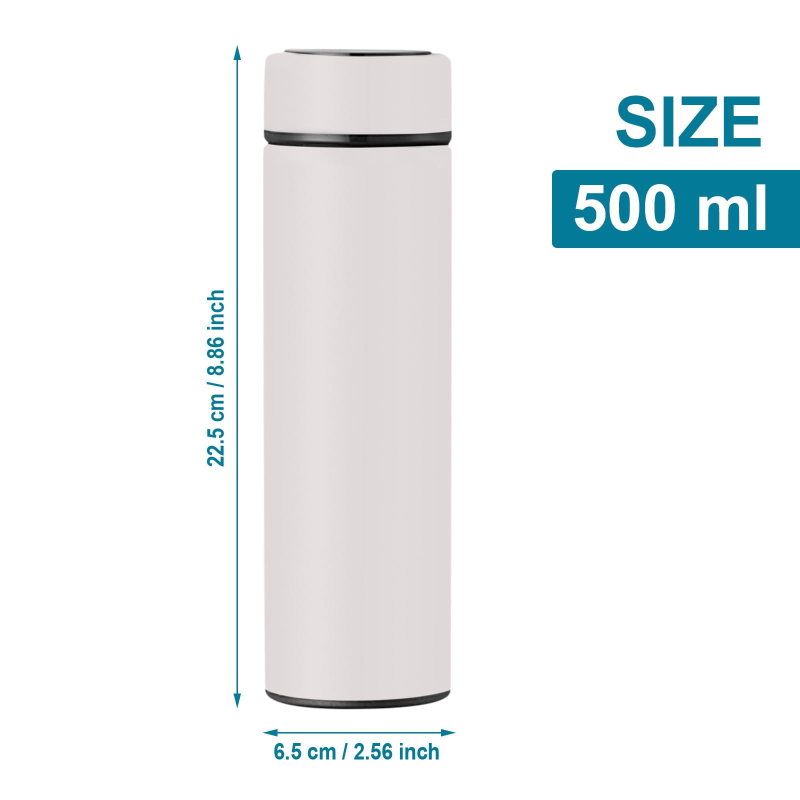 Clearance Back to School Supplies! JWDX Led Smart Touch Screen Temperature Measurement Thermos Cup Boutique Smart Display Series Inner 304 Material + Outer 201 Material 1Pc White - Image 4
