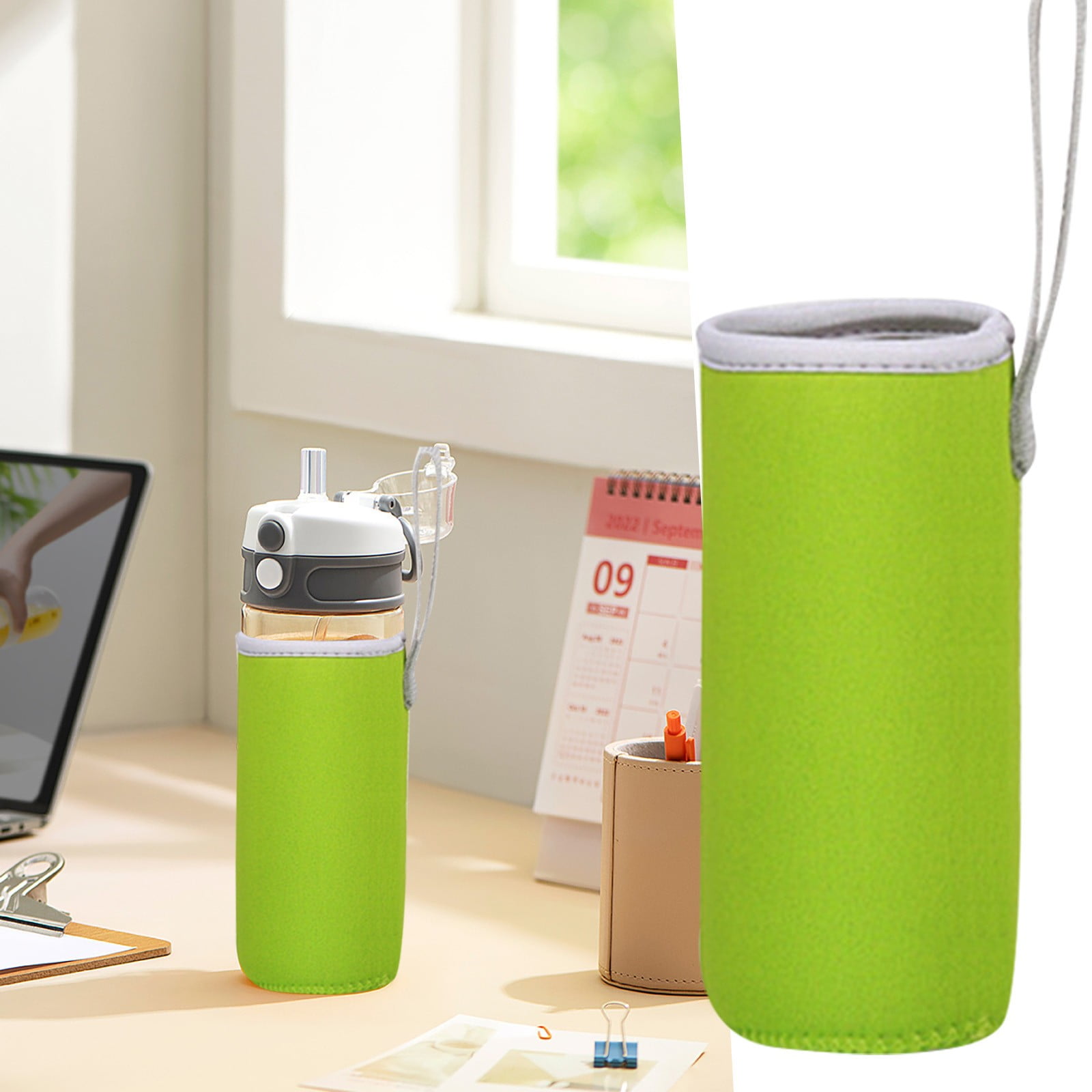 Clearance School Supplies! JWDX Cup Holder Grey, Neoprene Insulated Collapsible Drink Bottle Covers Multi Color (Include: 1*Cup Holder) Clearance Sale Green - Image 2