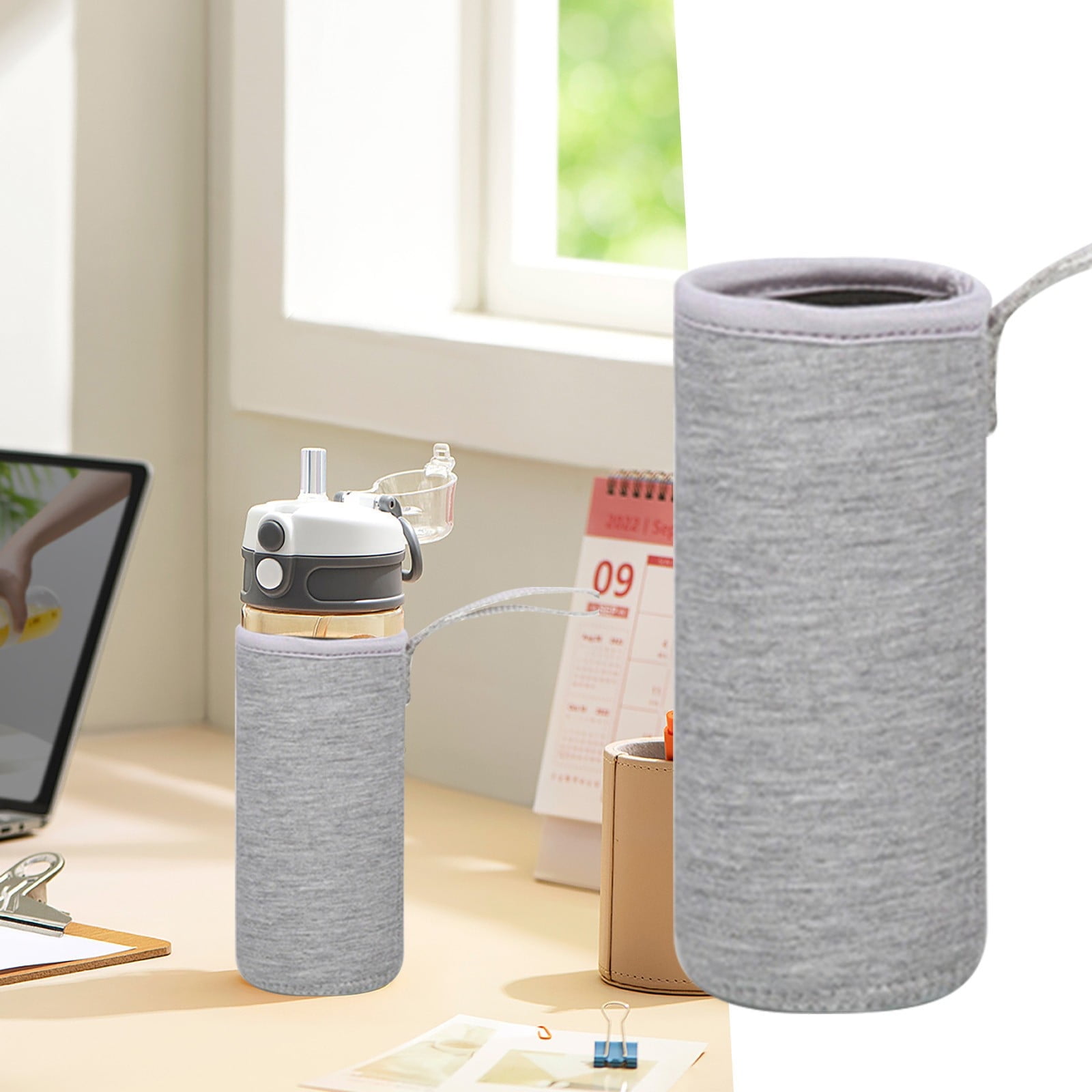 Clearance School Supplies! JWDX Cup Holder Grey, Neoprene Insulated Collapsible Drink Bottle Covers Multi Color (Include: 1*Cup Holder) Clearance Sale Grey - Image 2