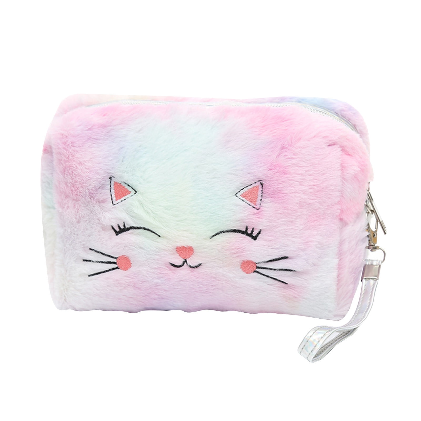 Clearance Back to School Supplies! JWDX Colorful Fluffy Cat Pvc Cosmetic Bag C, for Dormitories, Apartments, Shared Spaces and Study Areas (Include: 1X Package) Clearance Sale A - Image 1