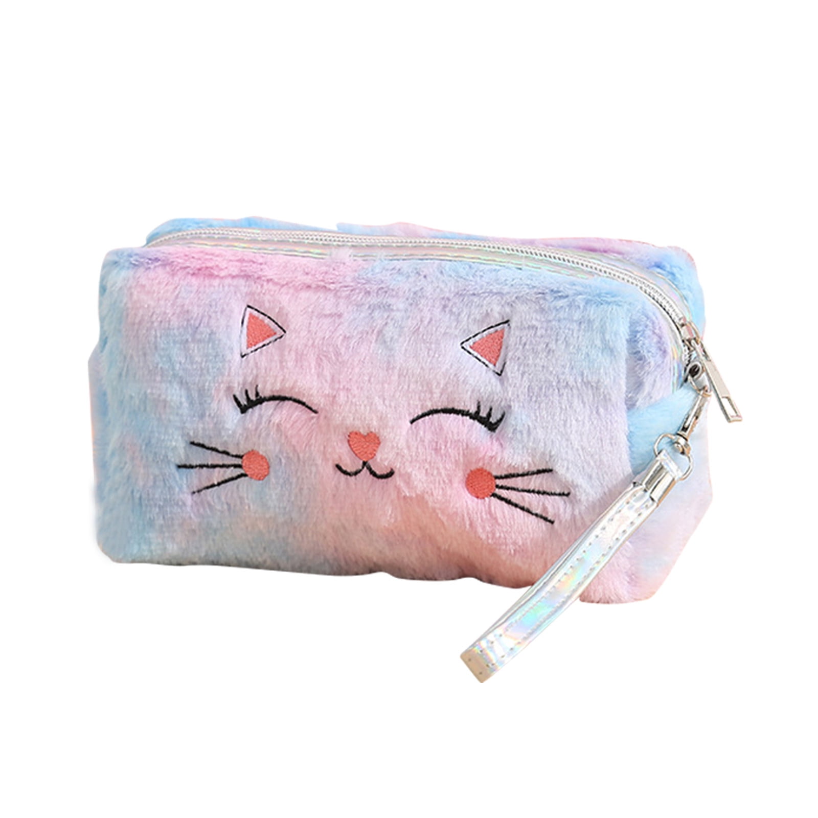 Clearance Back to School Supplies! JWDX Colorful Fluffy Cat Pvc Cosmetic Bag C, for Dormitories, Apartments, Shared Spaces and Study Areas (Include: 1X Package) Clearance Sale C - Image 1