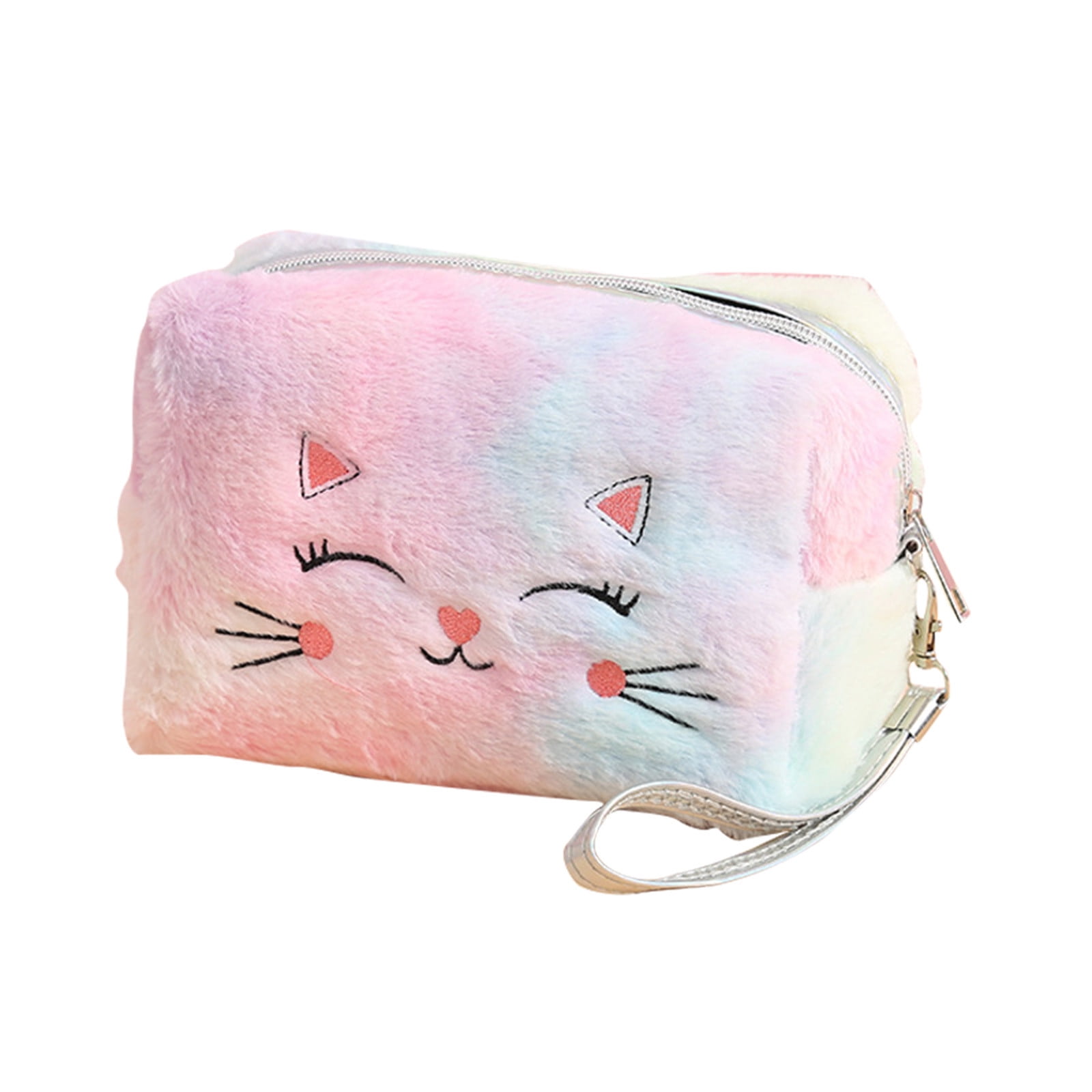 Clearance Back to School Supplies! JWDX Colorful Fluffy Cat Pvc Cosmetic Bag C, for Dormitories, Apartments, Shared Spaces and Study Areas (Include: 1X Package) Clearance Sale D - Image 1