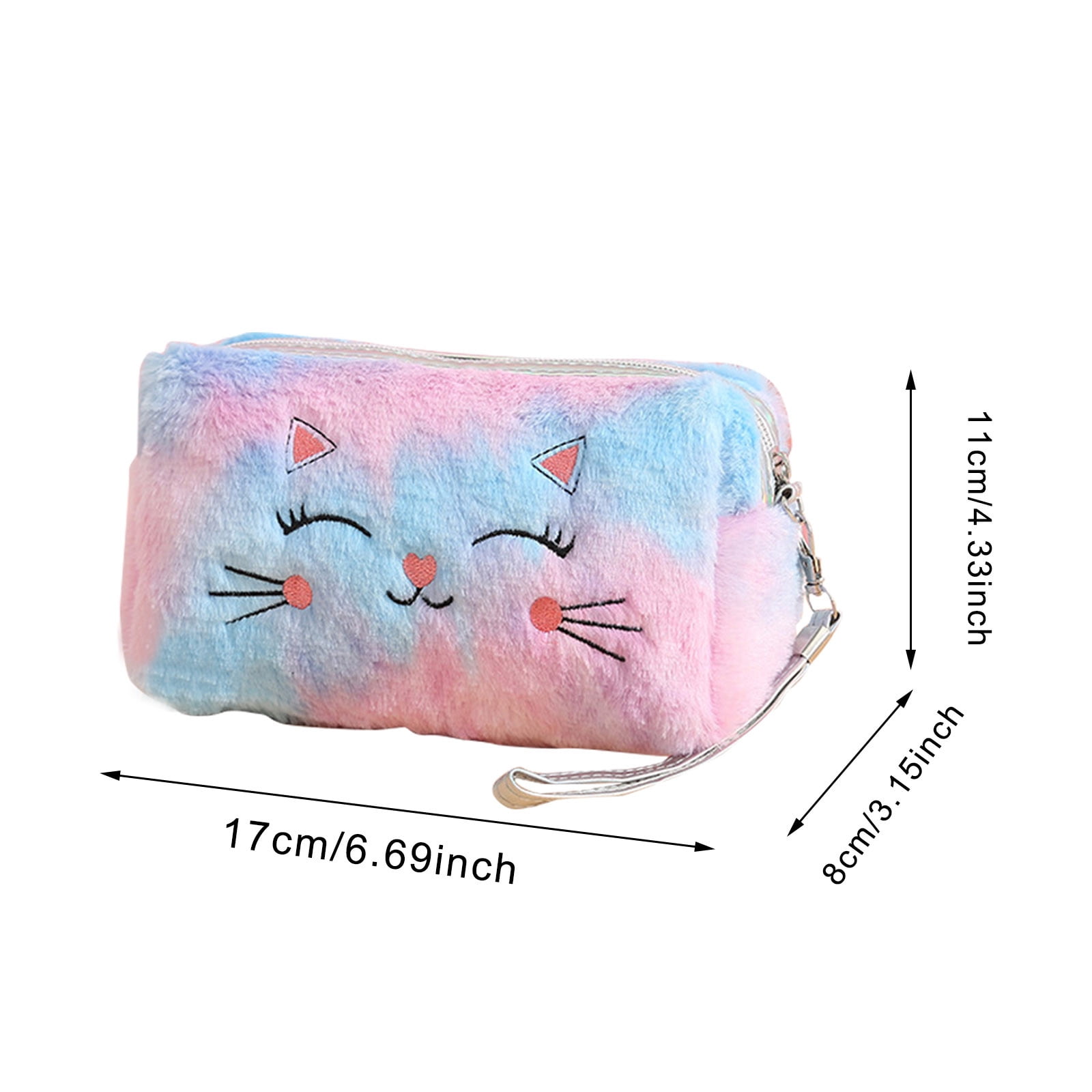 Clearance Back to School Supplies! JWDX Colorful Fluffy Cat Pvc Cosmetic Bag C, for Dormitories, Apartments, Shared Spaces and Study Areas (Include: 1X Package) Clearance Sale D - Image 2