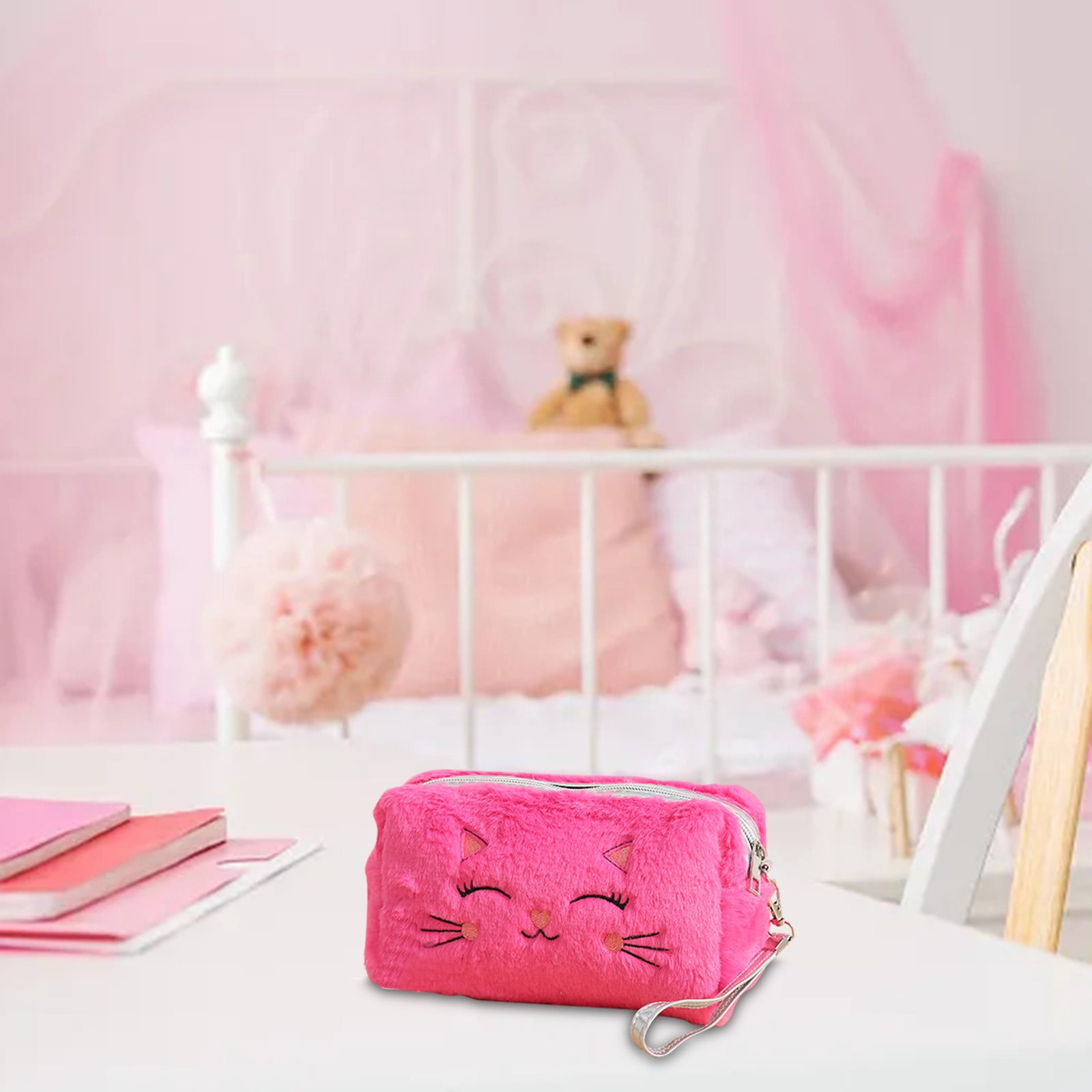 Clearance Back to School Supplies! JWDX Colorful Fluffy Cat Pvc Cosmetic Bag C, for Dormitories, Apartments, Shared Spaces and Study Areas (Include: 1X Package) Clearance Sale E - Image 3