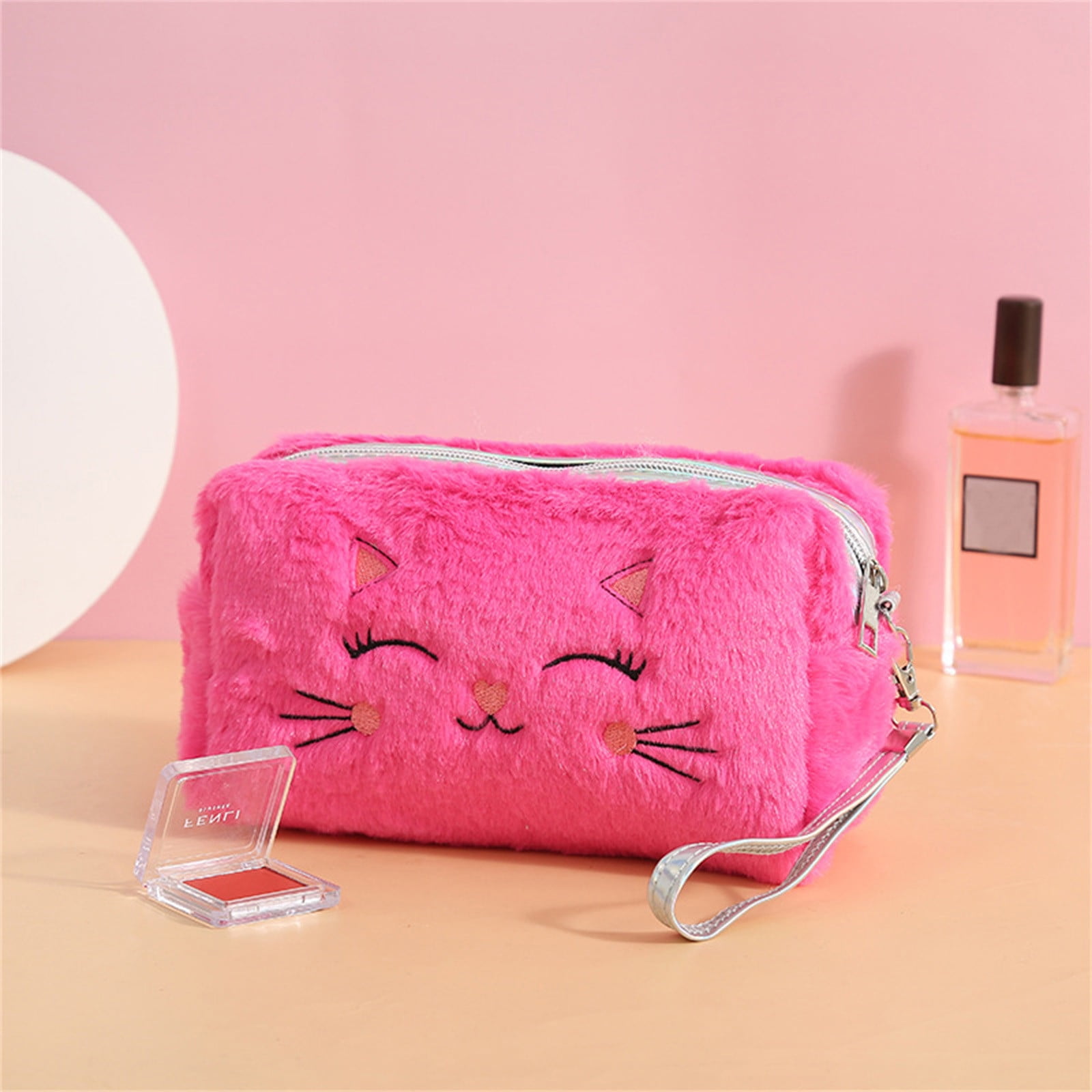 Clearance Back to School Supplies! JWDX Colorful Fluffy Cat Pvc Cosmetic Bag C, for Dormitories, Apartments, Shared Spaces and Study Areas (Include: 1X Package) Clearance Sale E - Image 4