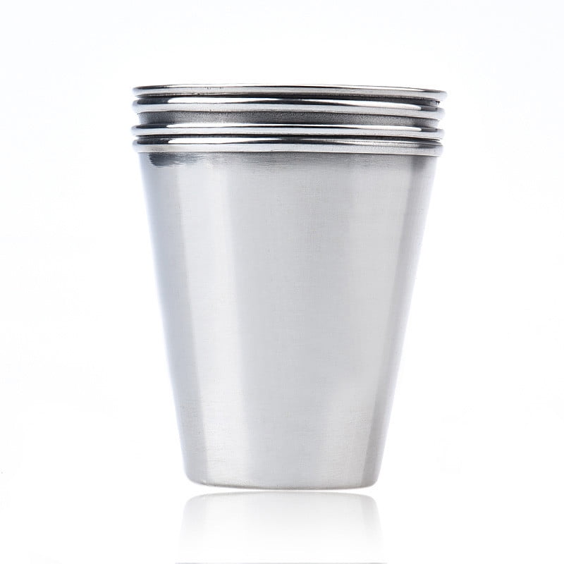 JWDX Wine Glass, 4 Small Wine Glasses with Sleeves, 4 Stainless Mug Tea Coffee Set Camping Steel Drinking Tumbler Cup of Glass and Bottle Z3-F - Image 3
