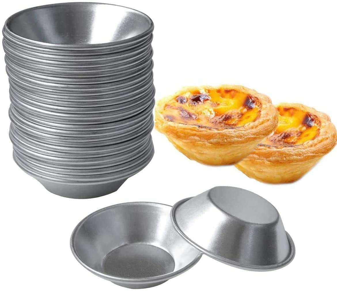 25 Pack Egg Tart Molds Tiny Pie Tartlets Dessert Mold Pans Tin Puto Cup Bakeware Muffin Cupcake Cake Cookie Mold Baking Tool, Round Resuable Nonstick - Image 1