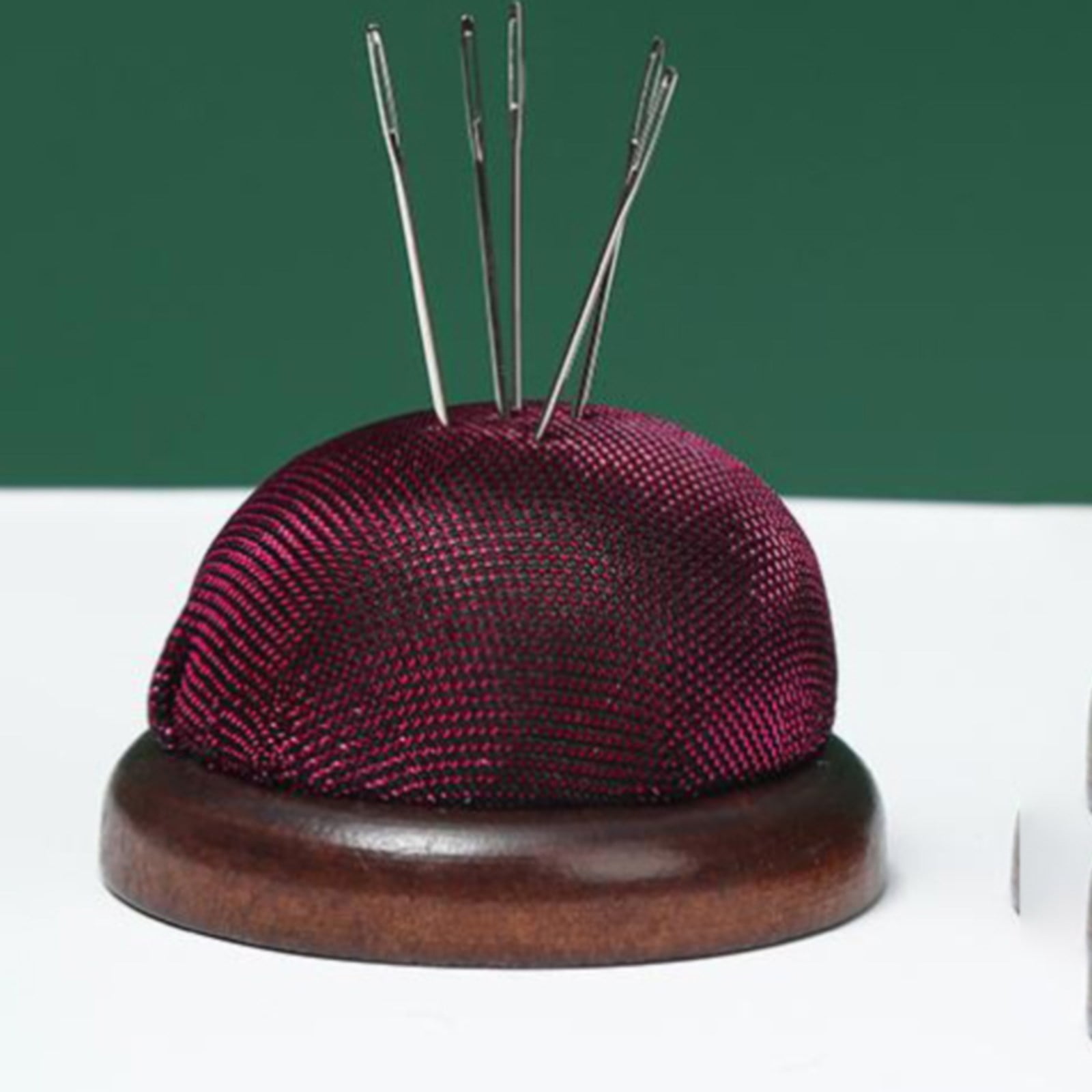 Smooth Round Pin Cushion! Eewia Needle and Thread Kit Clearance, Glossy Pin Cushion Wooden Base Needle Pincushion Round Pin Cushion for Sewing Needle Holder Or Diy Crafts, include 1*Pin Cushion Red - Image 7
