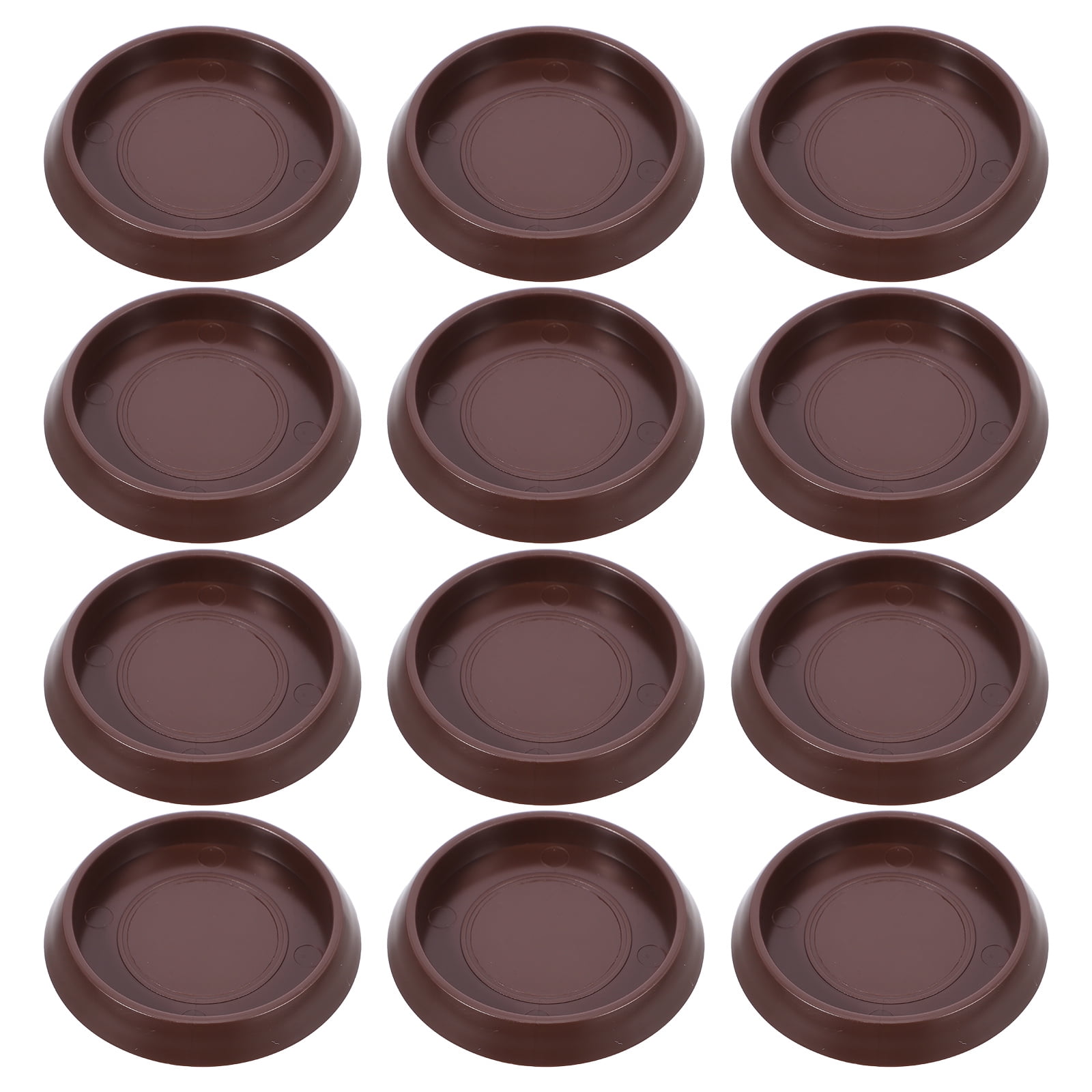 Ortofally Round Furniture Castor Cup Set: 12pcs Non Skid Wheel Caster Cups Furniture Pad Floor Protectors Caster Cups 12.00X4.00X3.00CM Brown - Image 1