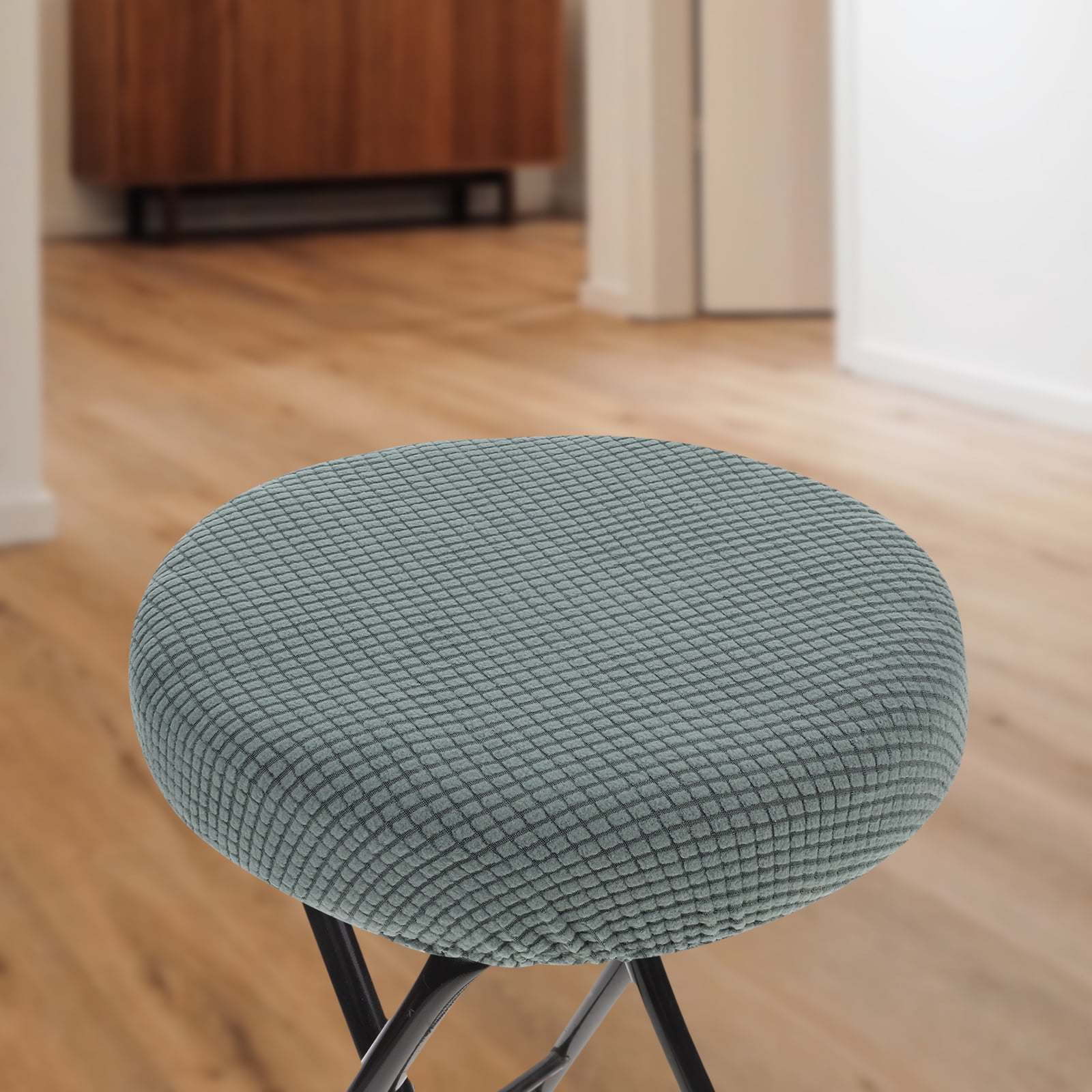 Ortofally Bar Stool Covers Stretchy Round Chair Covers Slipcover Washable Stool Cushion Elastic Bar Chair Covers Grey 1.60X1.50X1.50CM Green - Image 2