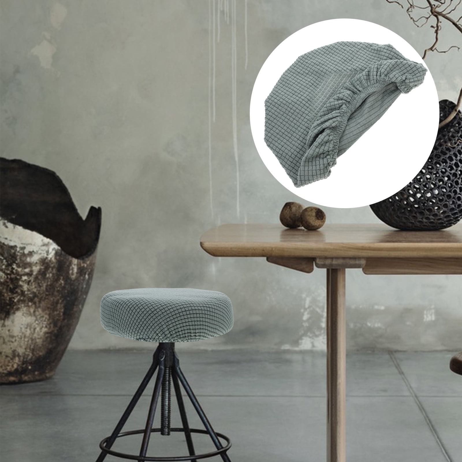 Ortofally Bar Stool Covers Stretchy Round Chair Covers Slipcover Washable Stool Cushion Elastic Bar Chair Covers Grey 1.60X1.50X1.50CM Green - Image 6