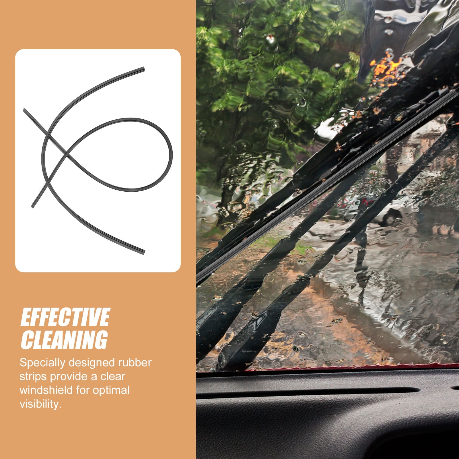 Ortofally 4pcs Wiper Replacement Blades Refills Windshield Wiper Blades Refills Wiper Rubber Strips 3.00X3.00X0.70CM Black - Image 8