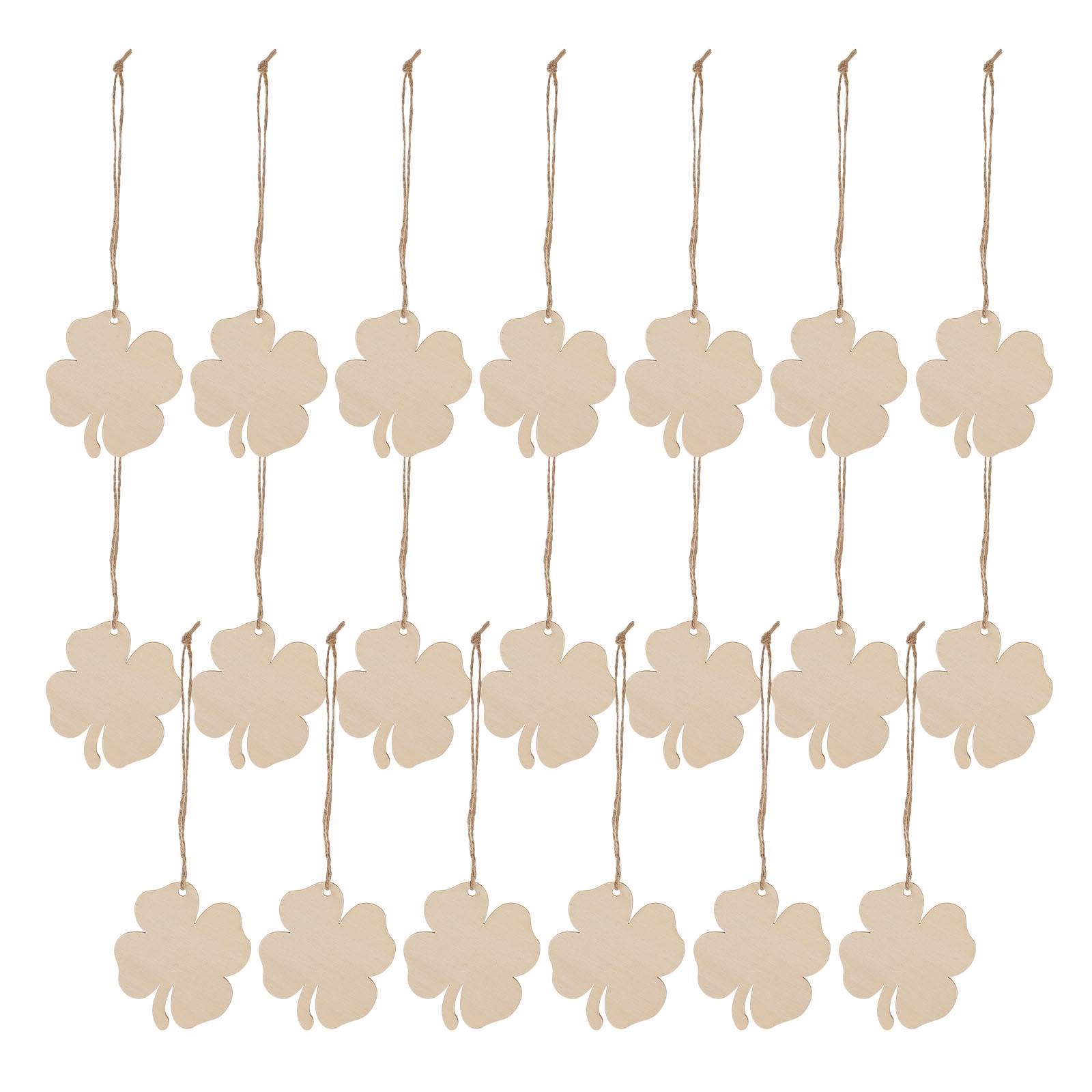 Ortofally 20pcs Four Leaf Ornaments Hanging Decor Unfinished Wooden Ornaments Wooden Shamrock Cutouts Wooden Slices Party Favors for DIY Crafts Beige - Image 1