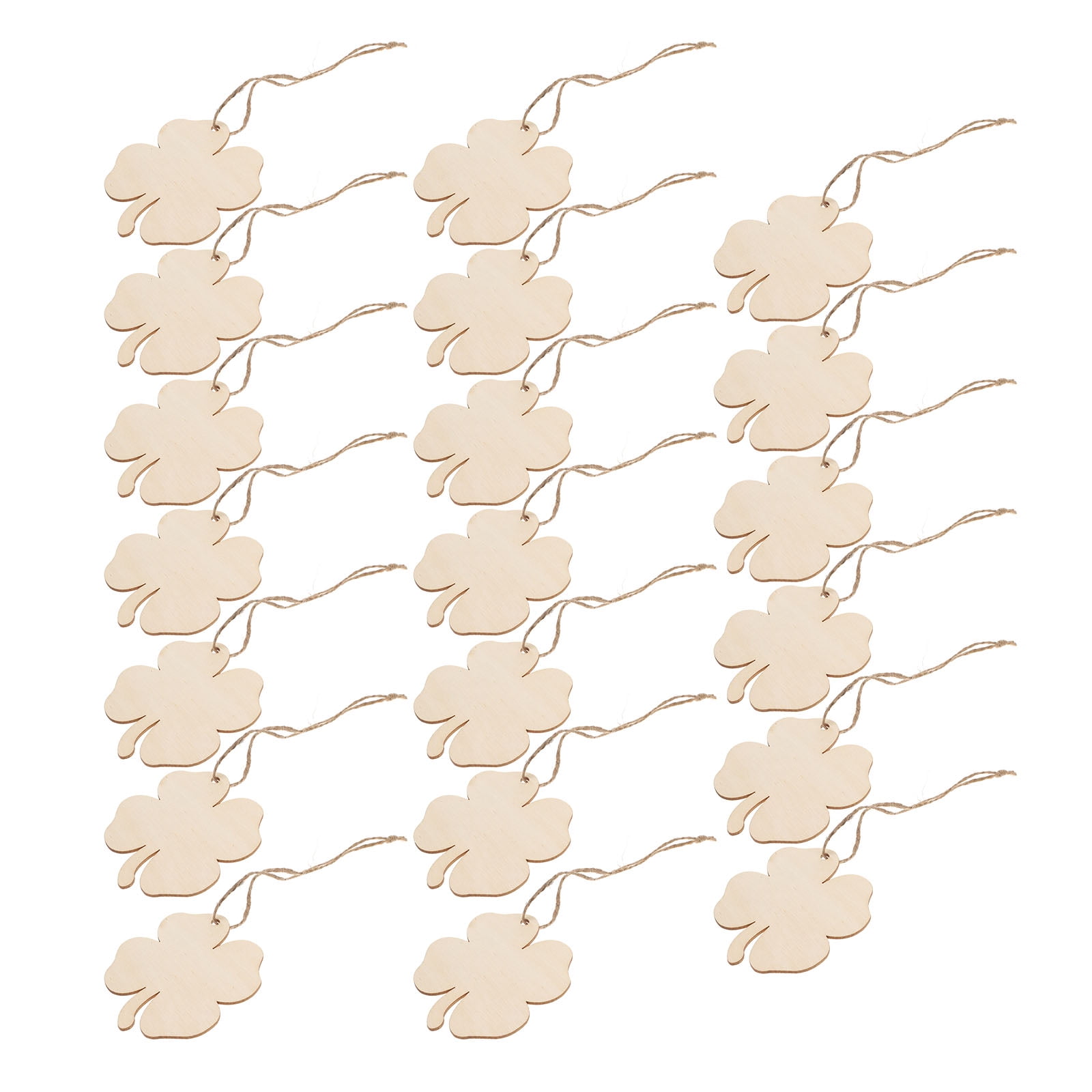 Ortofally 20pcs Four Leaf Ornaments Hanging Decor Unfinished Wooden Ornaments Wooden Shamrock Cutouts Wooden Slices Party Favors for DIY Crafts Beige - Image 4