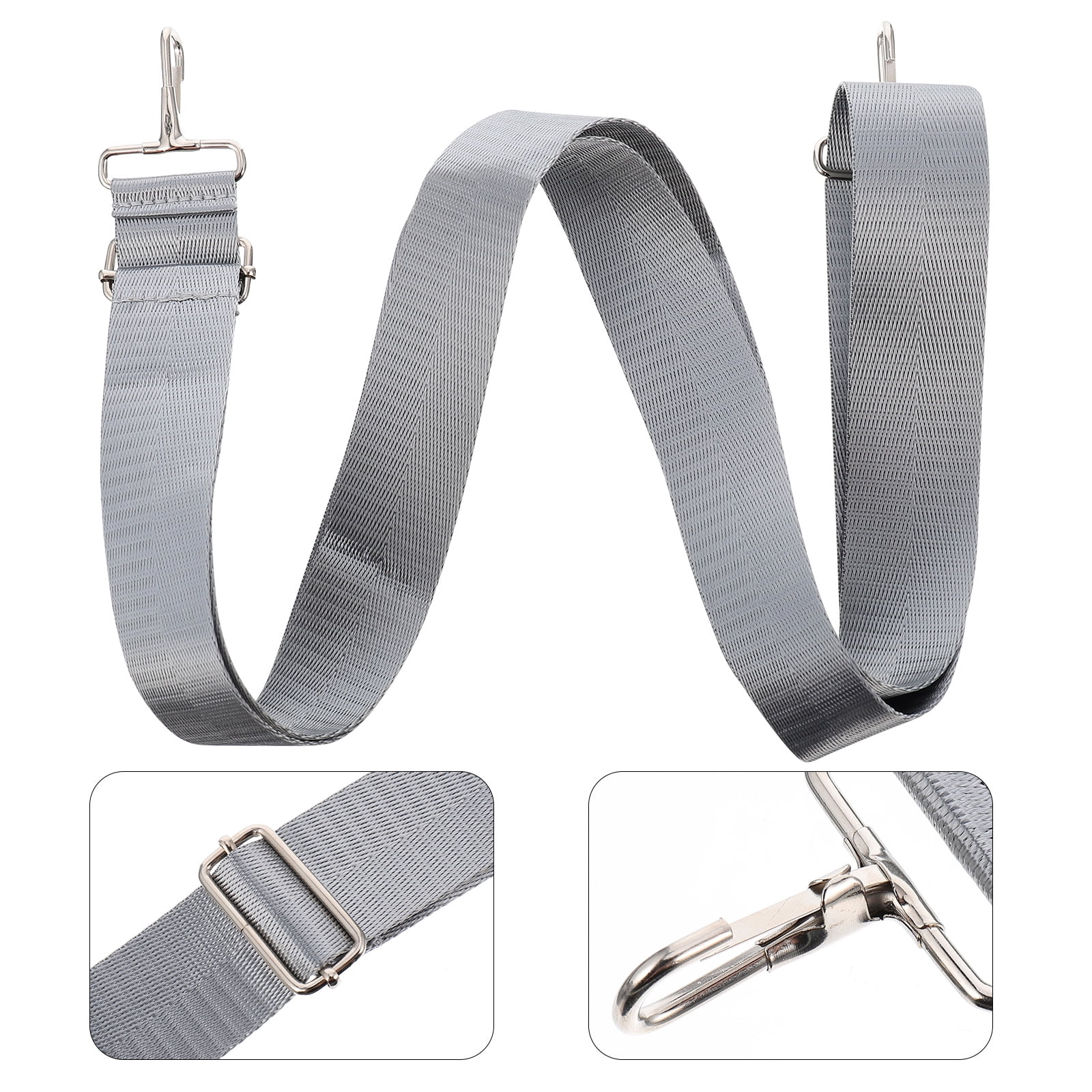 Ortofally Nylon Shoulder Strap, Bag Handbag Purse Replacement Strap, Adjustable Canvas Strap with Metal Hooks for Laptop Briefcase Messenger Bag/ Grey 150X3.8CM Gray - Image 3