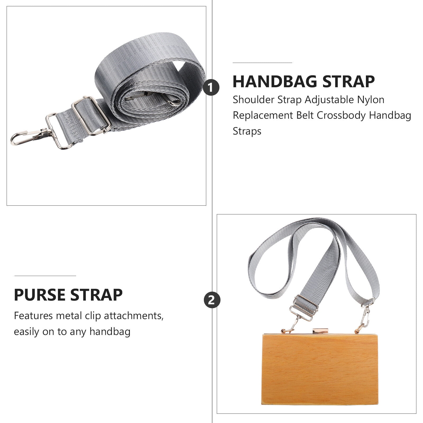 Ortofally Nylon Shoulder Strap, Bag Handbag Purse Replacement Strap, Adjustable Canvas Strap with Metal Hooks for Laptop Briefcase Messenger Bag/ Grey 150X3.8CM Gray - Image 8