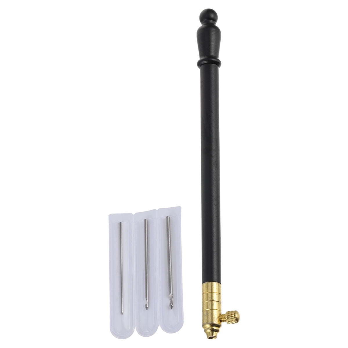 Ortofally 1 Set of Metal Handle Set Hooks with 3 Needles French Crochet Tool for Embroidery Beading ( Black ) 11X1CM Black - Image 1