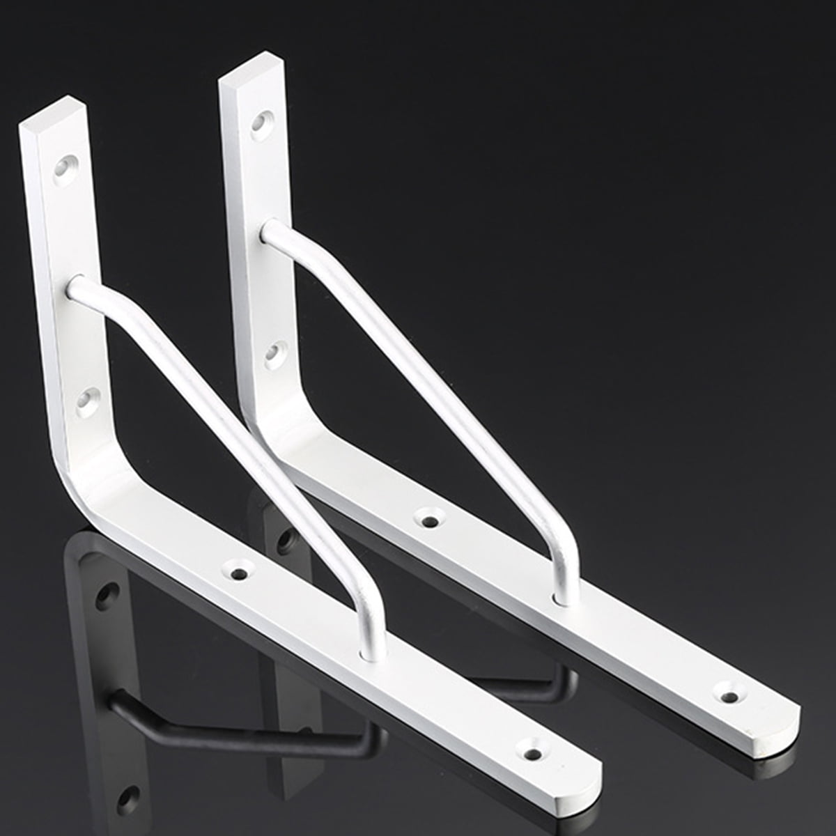 Worgeous 2 PCS Heavy Duty Shelf Brackets Thickened Silver Shelf Support Bracket Aluminium Alloy Practical Durable Support Frame for Home (10inch) 25X16CM Silver - Image 7