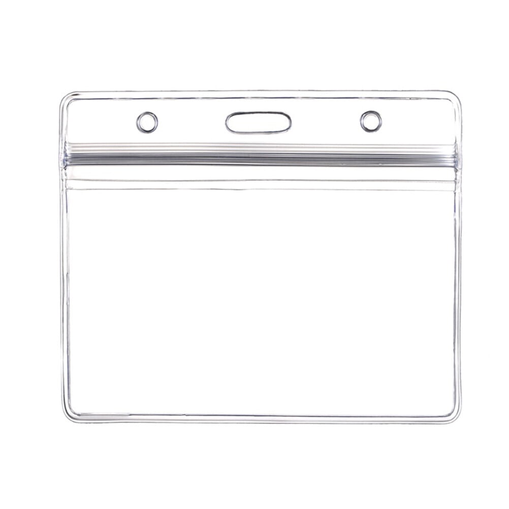 Ortofally 10pcs Transparent Waterproof Business ID Badge Holder for Office School (Horizontal Pattern) 10pcs Transparent - Image 1