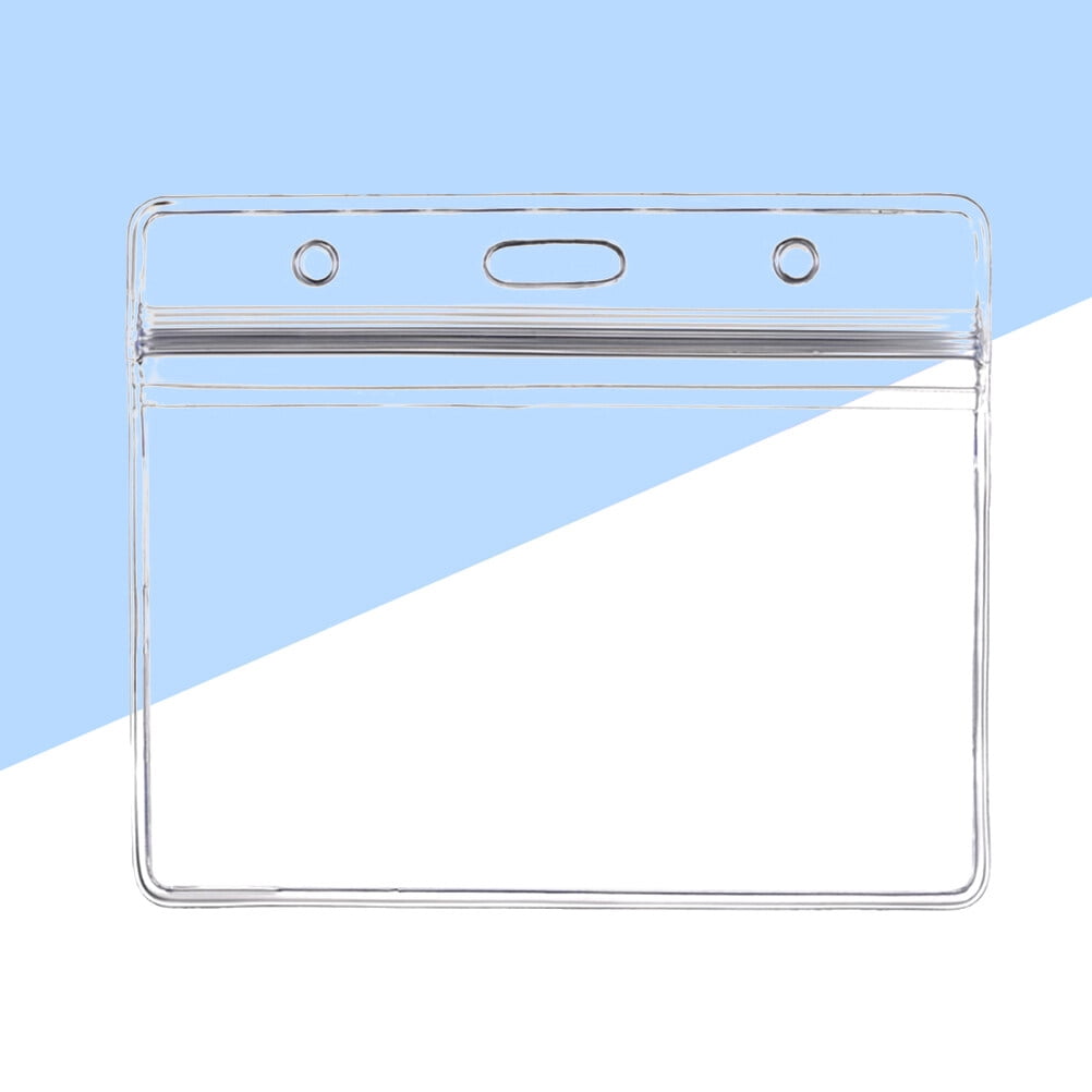 Ortofally 10pcs Transparent Waterproof Business ID Badge Holder for Office School (Horizontal Pattern) 10pcs Transparent - Image 2
