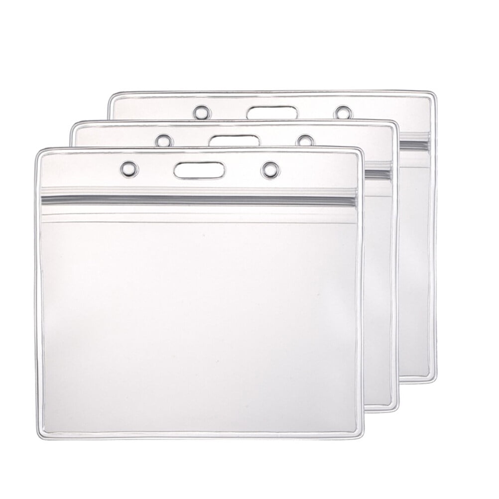Ortofally 10pcs Transparent Waterproof Business ID Badge Holder for Office School (Horizontal Pattern) 10pcs Transparent - Image 3