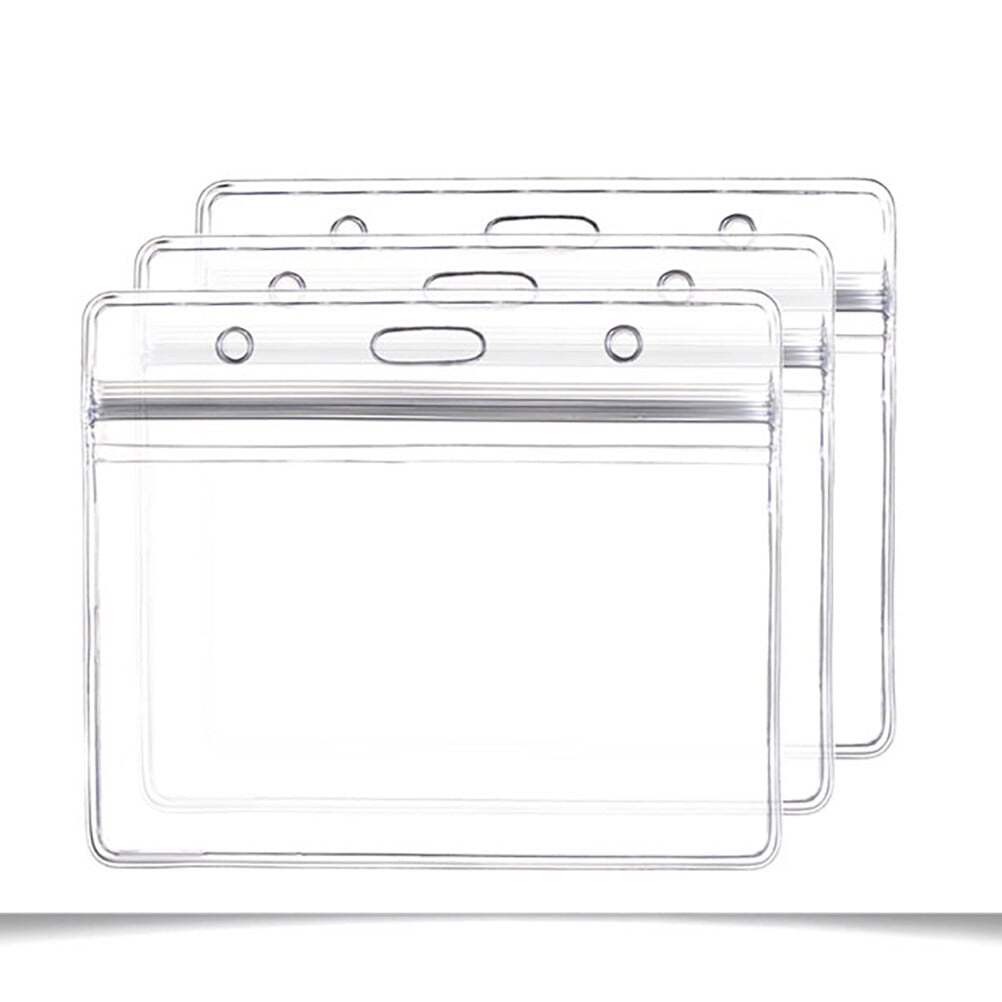 Ortofally 10pcs Transparent Waterproof Business ID Badge Holder for Office School (Horizontal Pattern) 10pcs Transparent - Image 4
