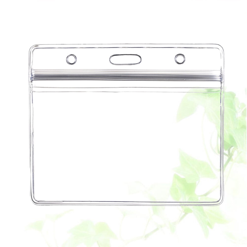 Ortofally 10pcs Transparent Waterproof Business ID Badge Holder for Office School (Horizontal Pattern) 10pcs Transparent - Image 5