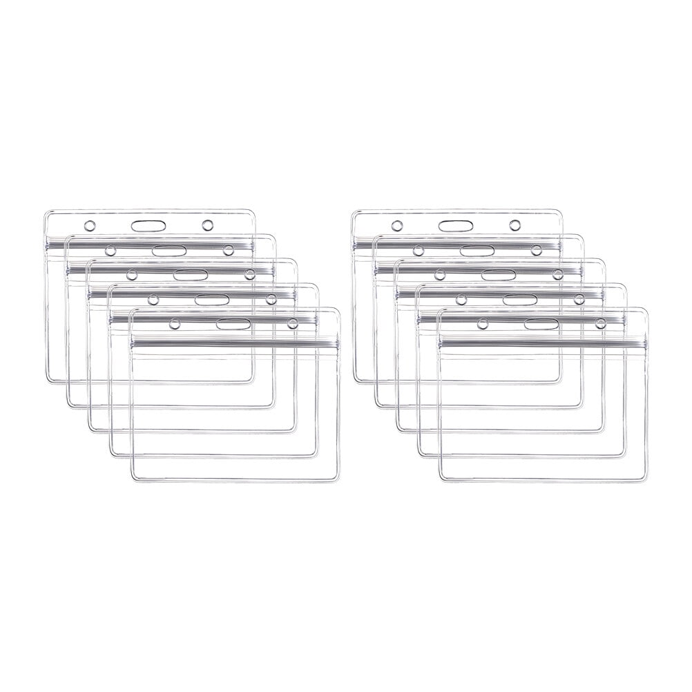 Ortofally 10pcs Transparent Waterproof Business ID Badge Holder for Office School (Horizontal Pattern) 10pcs Transparent - Image 6
