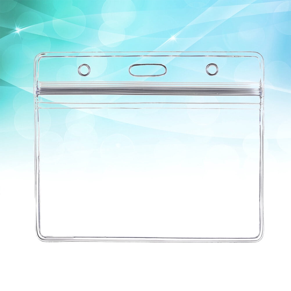 Ortofally 10pcs Transparent Waterproof Business ID Badge Holder for Office School (Horizontal Pattern) 10pcs Transparent - Image 7