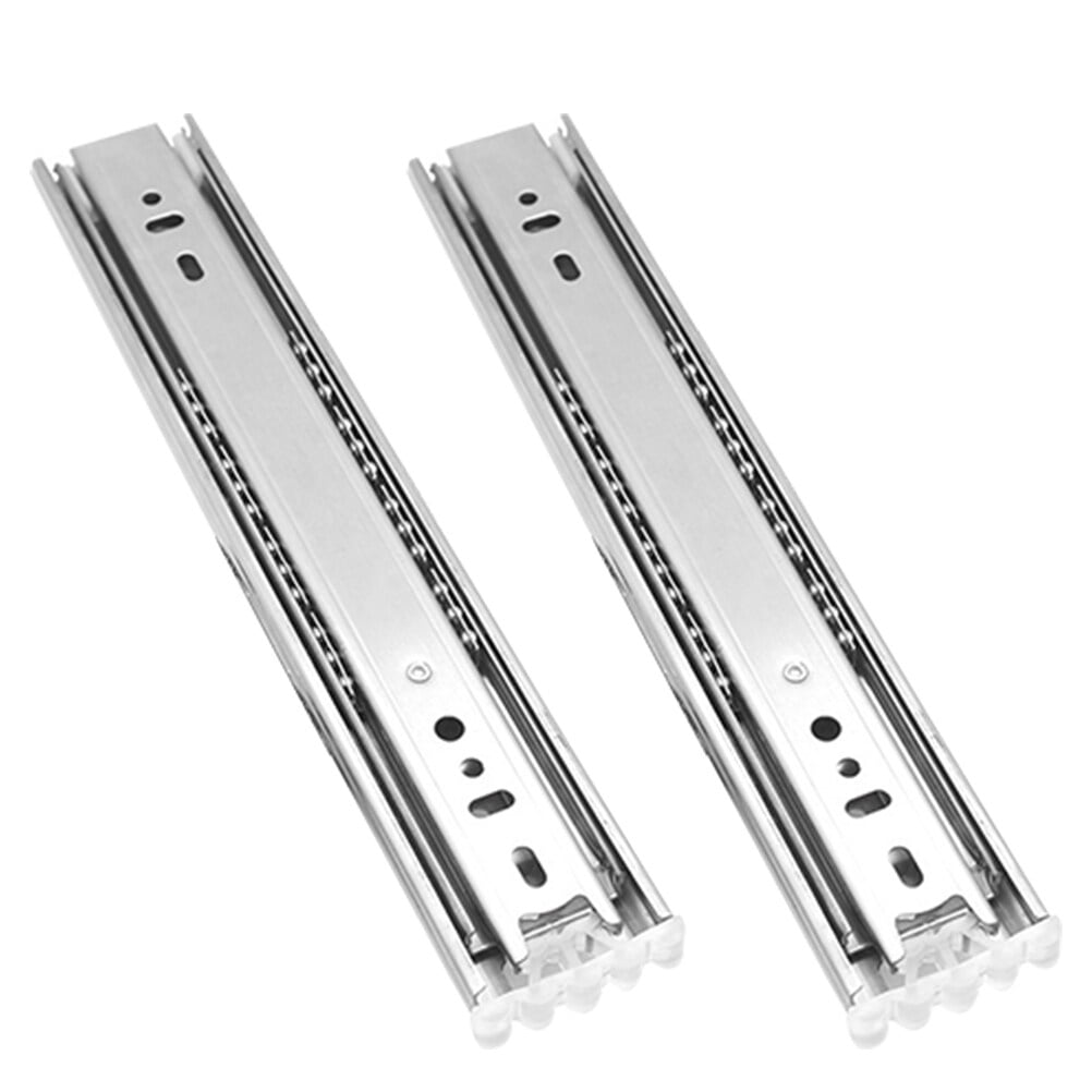 Ortofally 2pcs Three-Section Drawer Slides Stainless Steel Full Extension Ball Bearing 25X4.31CM Silver - Image 1