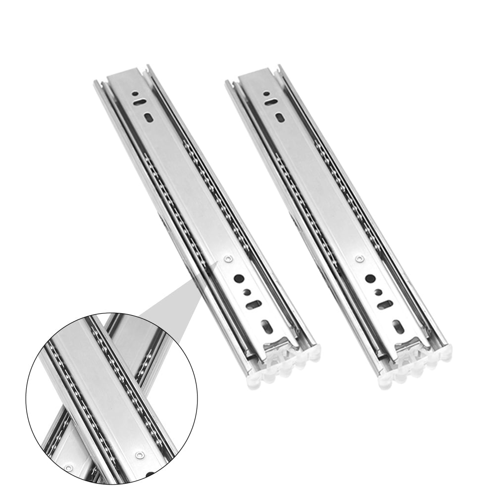 Ortofally 2pcs Three-Section Drawer Slides Stainless Steel Full Extension Ball Bearing 25X4.31CM Silver - Image 2