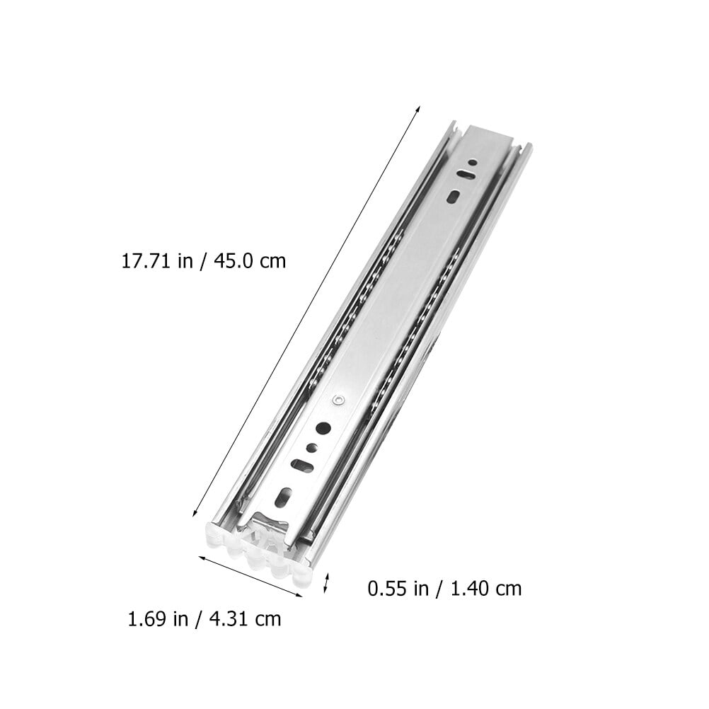 Ortofally 2pcs Three-Section Drawer Slides Stainless Steel Full Extension Ball Bearing 25X4.31CM Silver - Image 8
