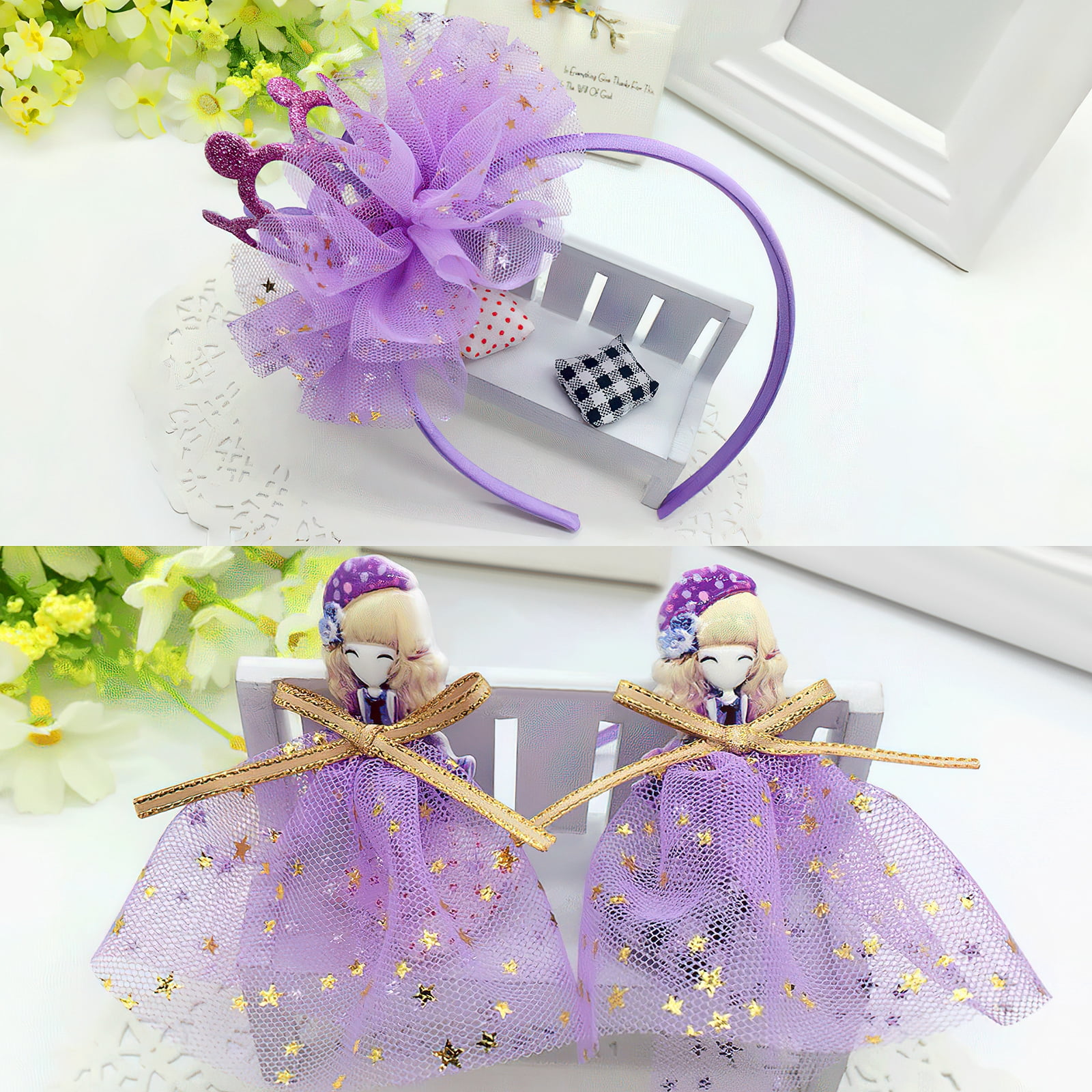 Ortofally Tulle Roll Spool Tulle Fabric Roll with Star Sequins for Wedding Table Tutu Dress Skirt Light Purple 2280x15cm Lavender - Image 5