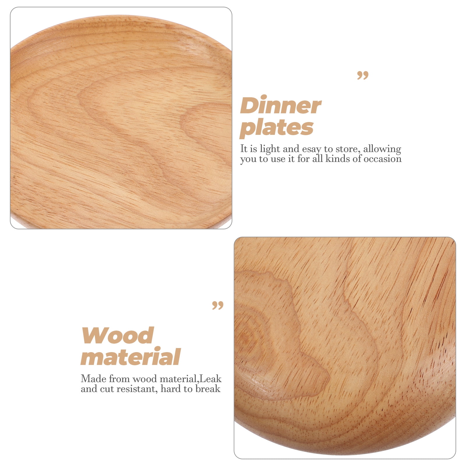 SWETRACE Flat Wooden Dinner Plate Beige For Wedding 1Pcs 4.9In 12.50X12.50X2.00CM Beige - Image 5