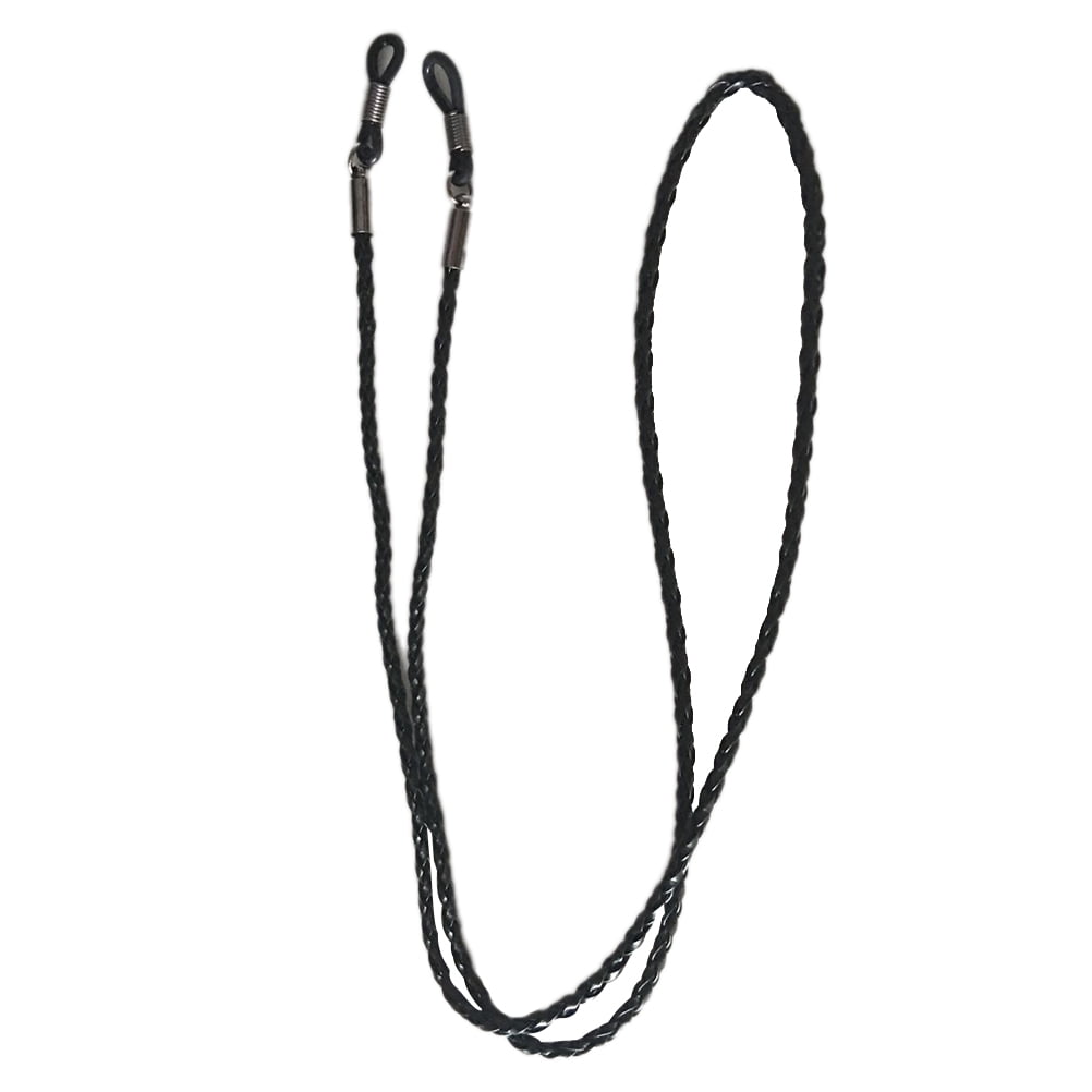 Ortofally Eyeglasses Holder Strap Cord Leather Eyeglasses String Holder Chain Necklace Glasses Cord Lanyard Eyeglass Retainer for Men Women Kids(Black) 70.00X0.22X0.22CM Black - Image 2