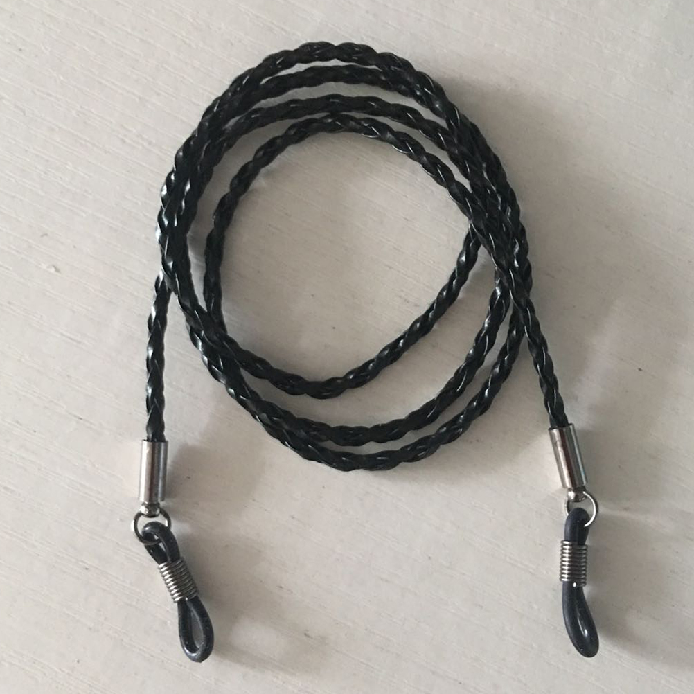Ortofally Eyeglasses Holder Strap Cord Leather Eyeglasses String Holder Chain Necklace Glasses Cord Lanyard Eyeglass Retainer for Men Women Kids(Black) 70.00X0.22X0.22CM Black - Image 4
