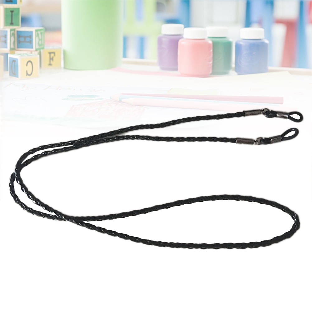 Ortofally Eyeglasses Holder Strap Cord Leather Eyeglasses String Holder Chain Necklace Glasses Cord Lanyard Eyeglass Retainer for Men Women Kids(Black) 70.00X0.22X0.22CM Black - Image 5